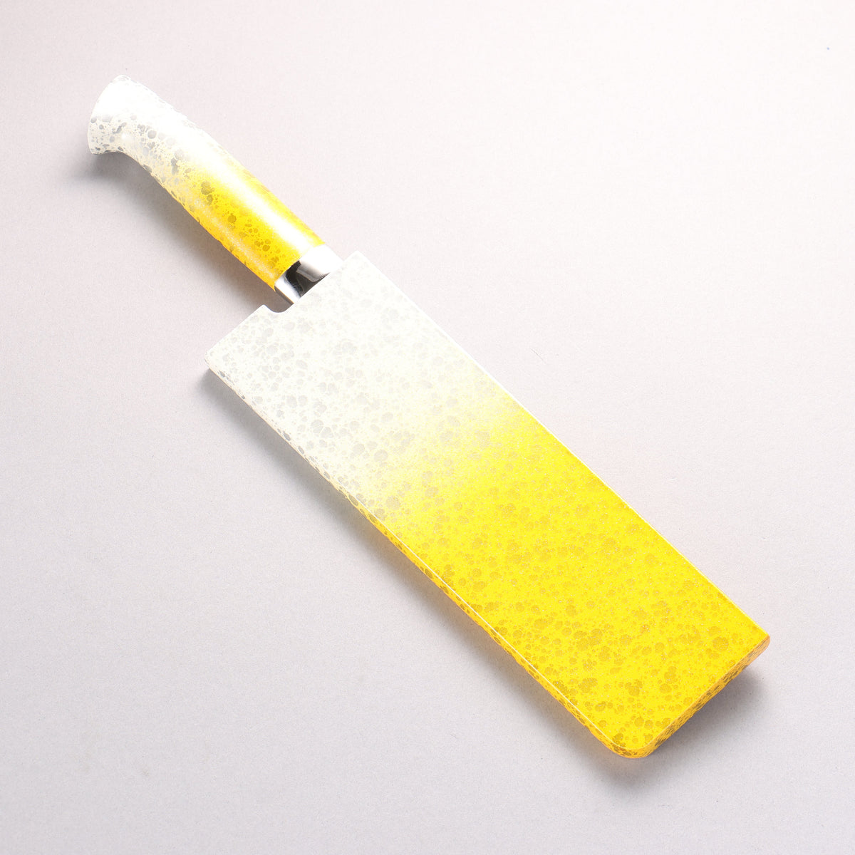 Takeshi Saji SPG STRIX Damascus Nakiri 165mm White and Yellow Urethane Coating Handle with Sheath