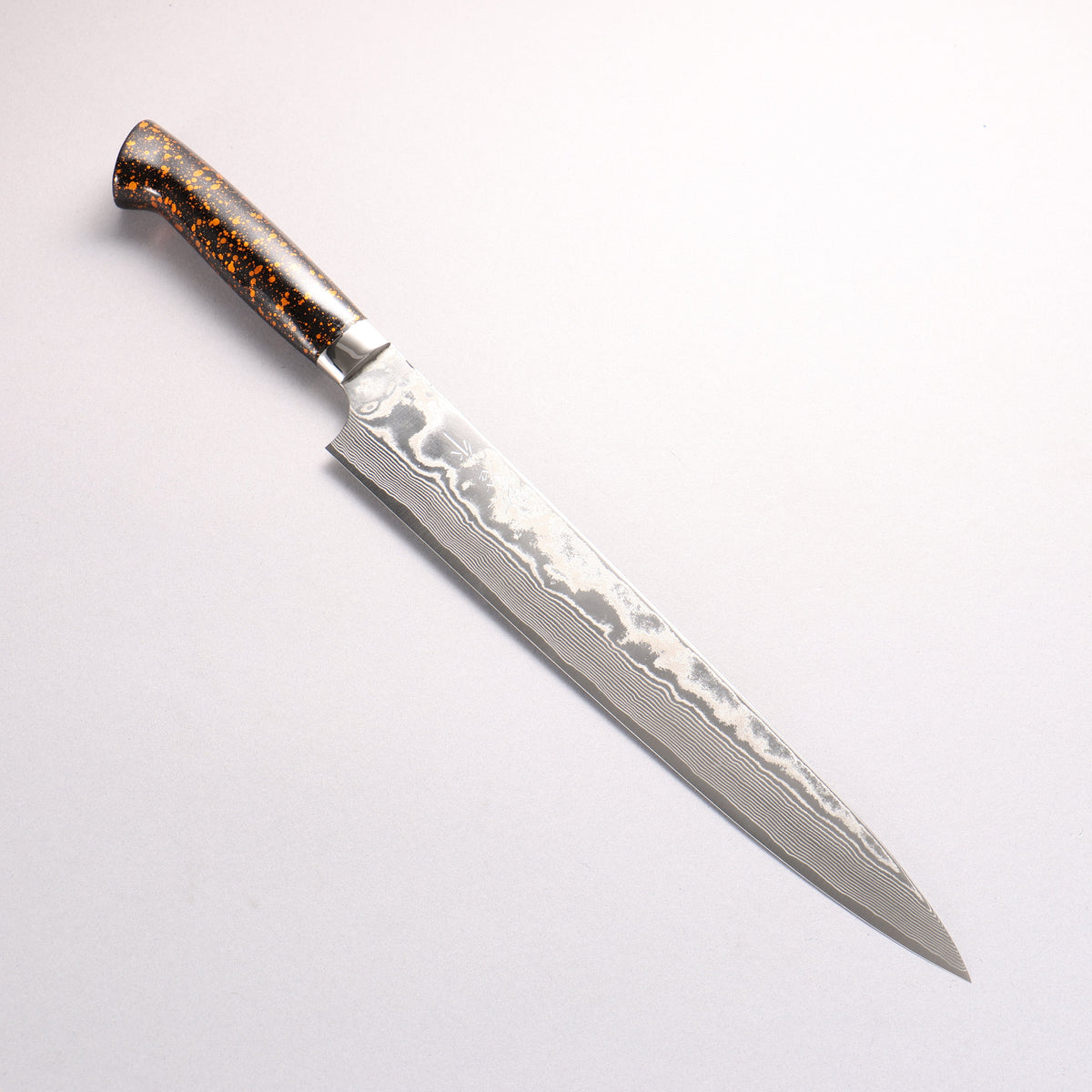 Takeshi Saji SPG STRIX Damascus Sujihiki 270mm Black and Orange Urethane Coating Handle with Sheath