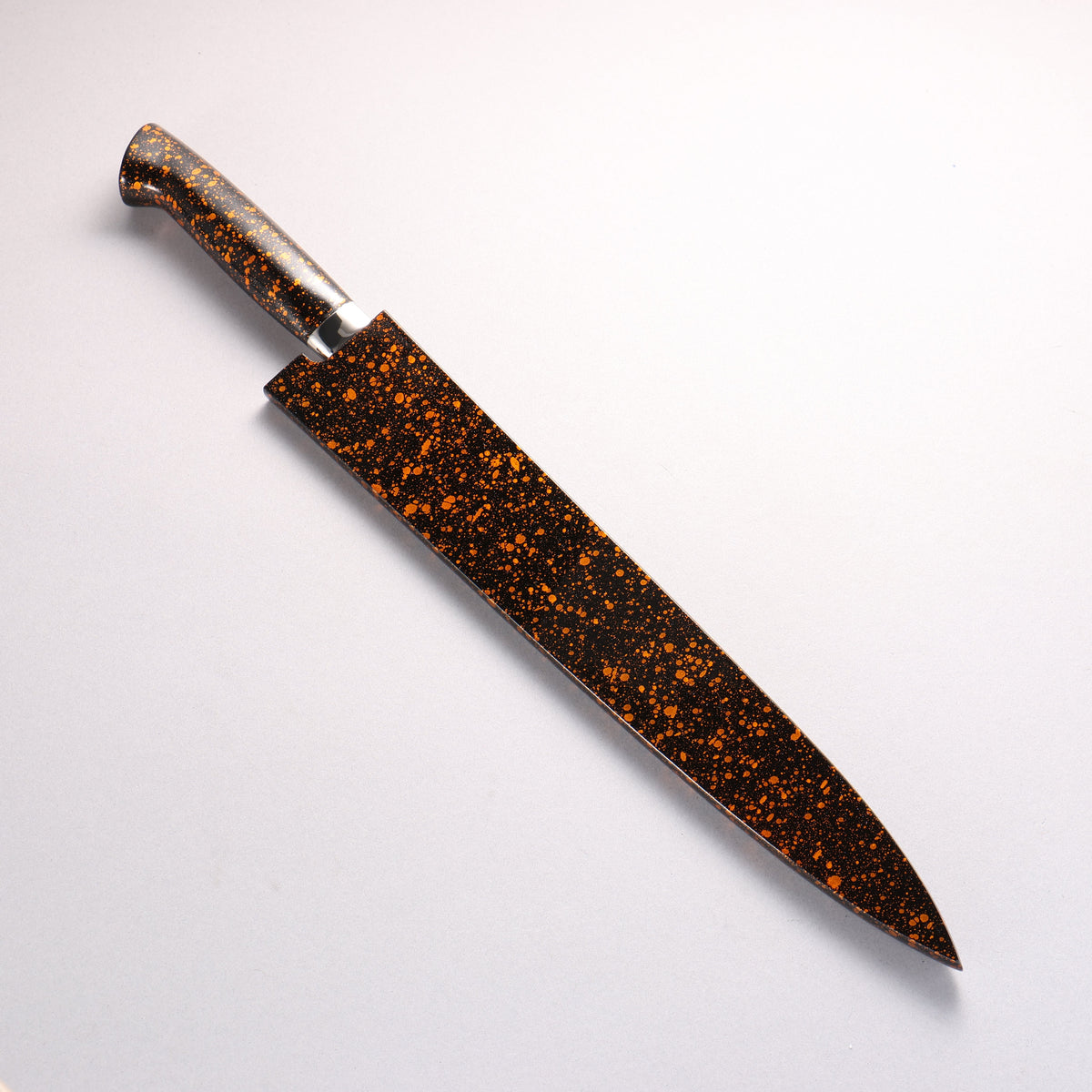 Takeshi Saji SPG STRIX Damascus Sujihiki 270mm Black and Orange Urethane Coating Handle with Sheath