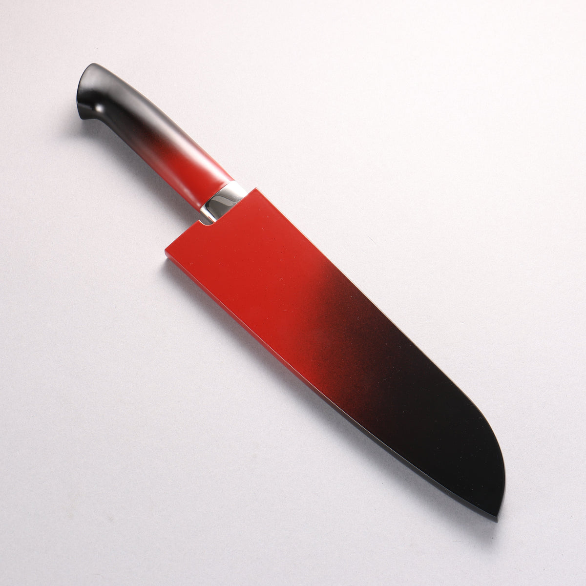 Takeshi Saji VG10w Colored Damascus Black Finished Santoku 180mm Matte Black and Red Urethane Coating Handle with Sheath