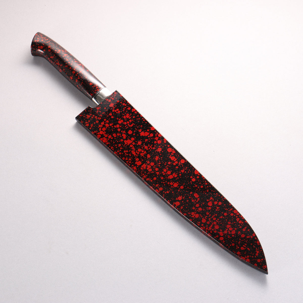 Takeshi Saji SPG STRIX Damascus Gyuto 240mm Black and Red Urethane Coating Handle with Sheath