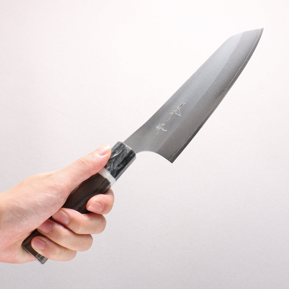 Yu Kurosaki Gekko VG-XEOS Bunka 170mm Gray Stabilized Wood (Ferrule: Gray Marbled Acrylic with White and Silver Rings) Handle