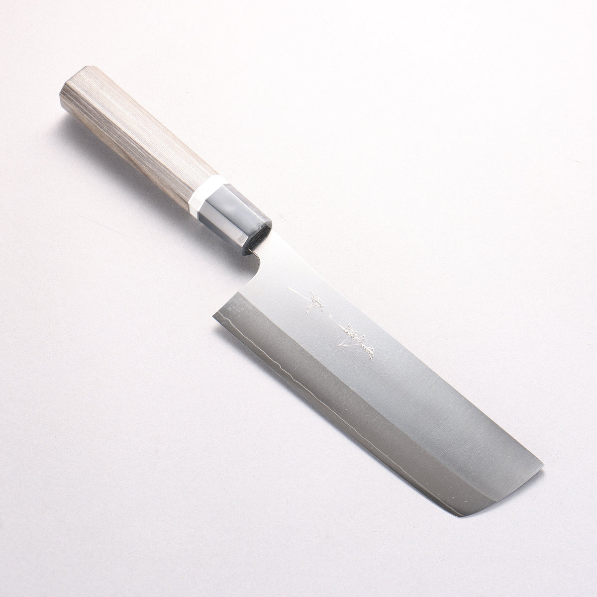 Yu Kurosaki Gekko VG-XEOS Nakiri 165mm Gray Stabilized Wood (Ferrule: Gray Marbled Acrylic with White and Silver Rings) Handle