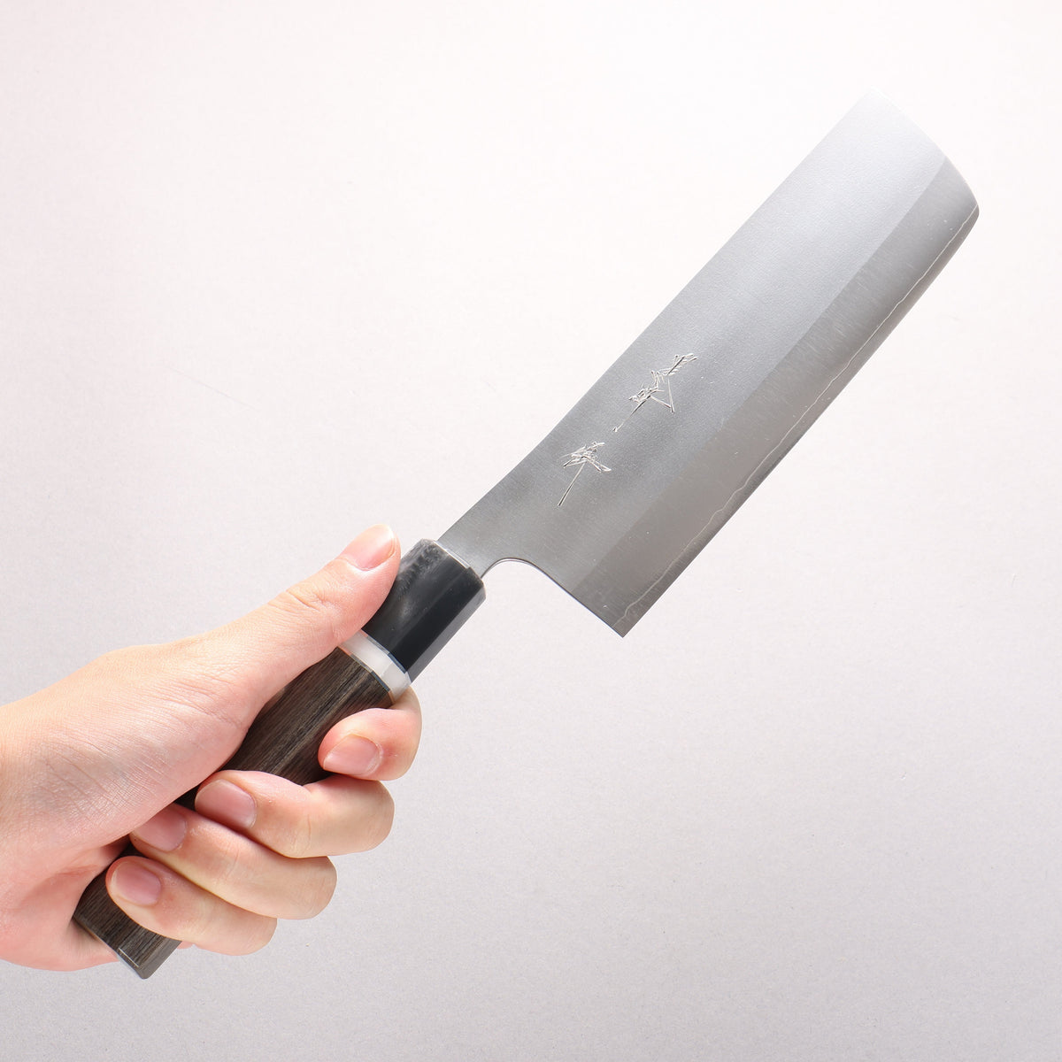 Yu Kurosaki Gekko VG-XEOS Nakiri 165mm Gray Stabilized Wood (Ferrule: Gray Marbled Acrylic with White and Silver Rings) Handle