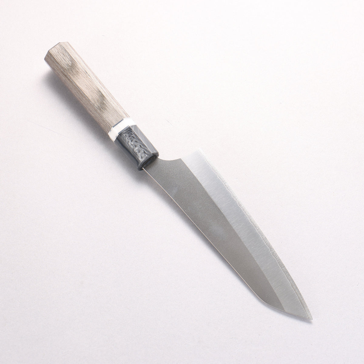 Yu Kurosaki Gekko VG-XEOS Small Bunka 150mm Gray Stabilized Wood (Ferrule: Gray Marbled Acrylic with White and Silver Rings) Handle