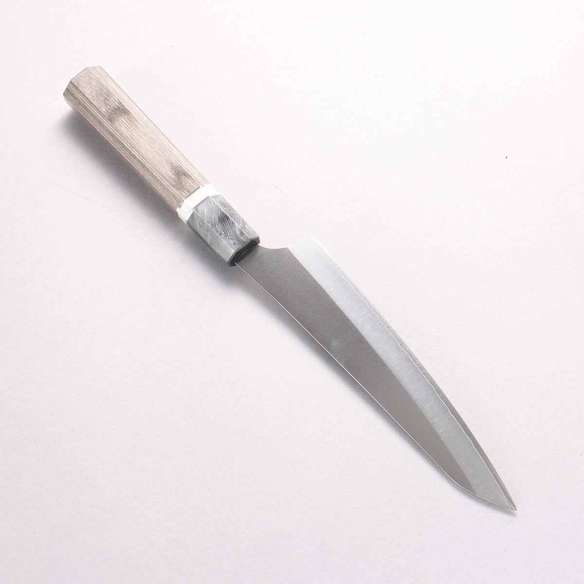 Yu Kurosaki Gekko VG-XEOS Petty-Utility 150mm Gray Stabilized Wood (Ferrule: Gray Marbled Acrylic with White and Silver Rings) Handle