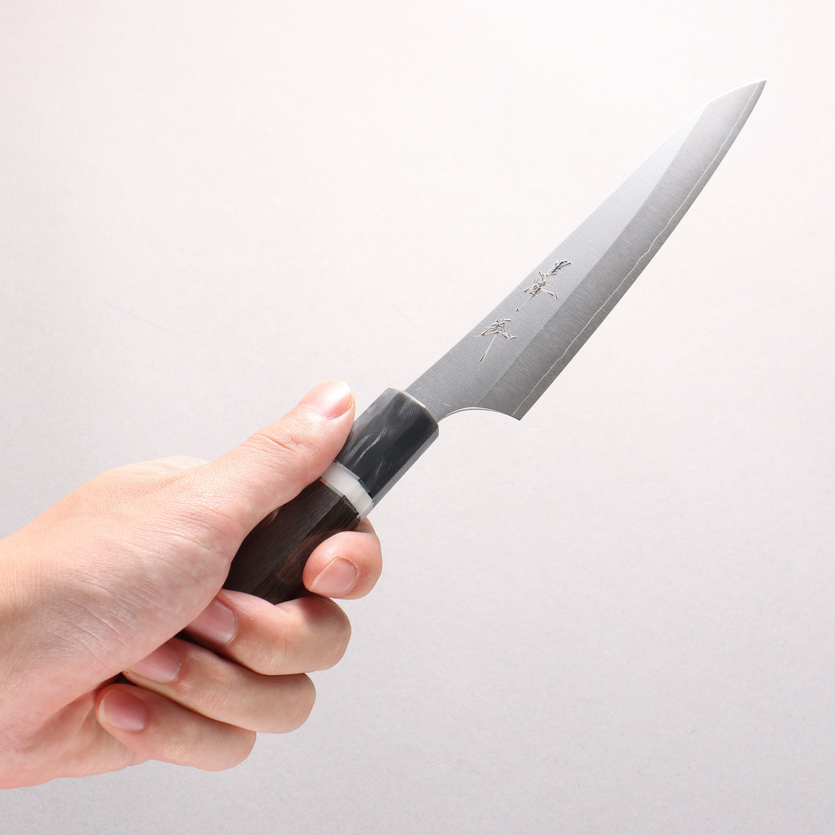 Yu Kurosaki Gekko VG-XEOS Petty-Utility 130mm Gray Stabilized Wood (Ferrule: Gray Marbled Acrylic with White and Silver Rings) Handle - Seisuke Knife