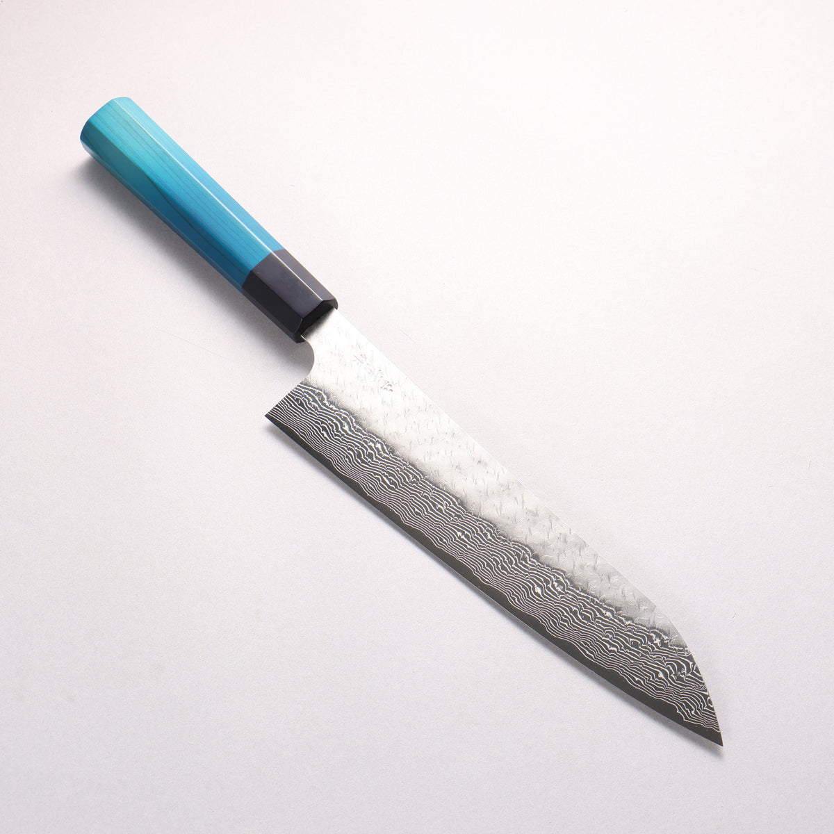 Nigara SPG STRIX Hammered Damascus Gyuto 240mm Indigo dyed Handle