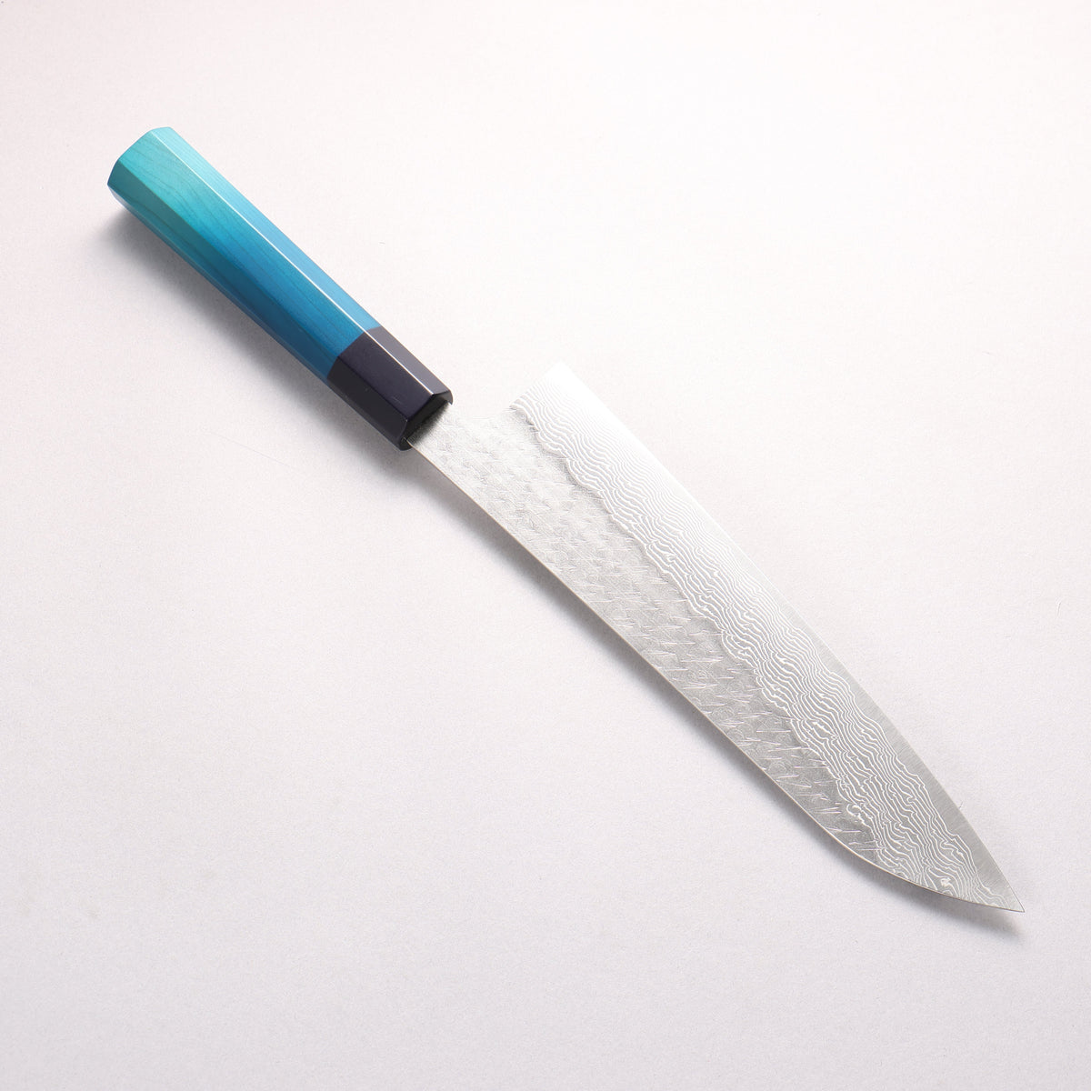 Nigara SPG STRIX Hammered Damascus Gyuto 240mm Indigo dyed Handle