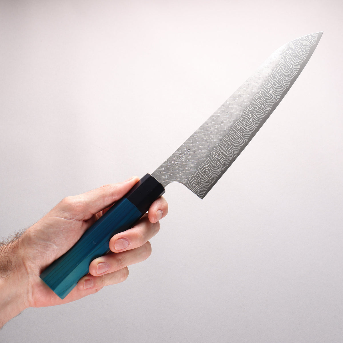 Nigara SPG STRIX Hammered Damascus Gyuto 240mm Indigo dyed Handle
