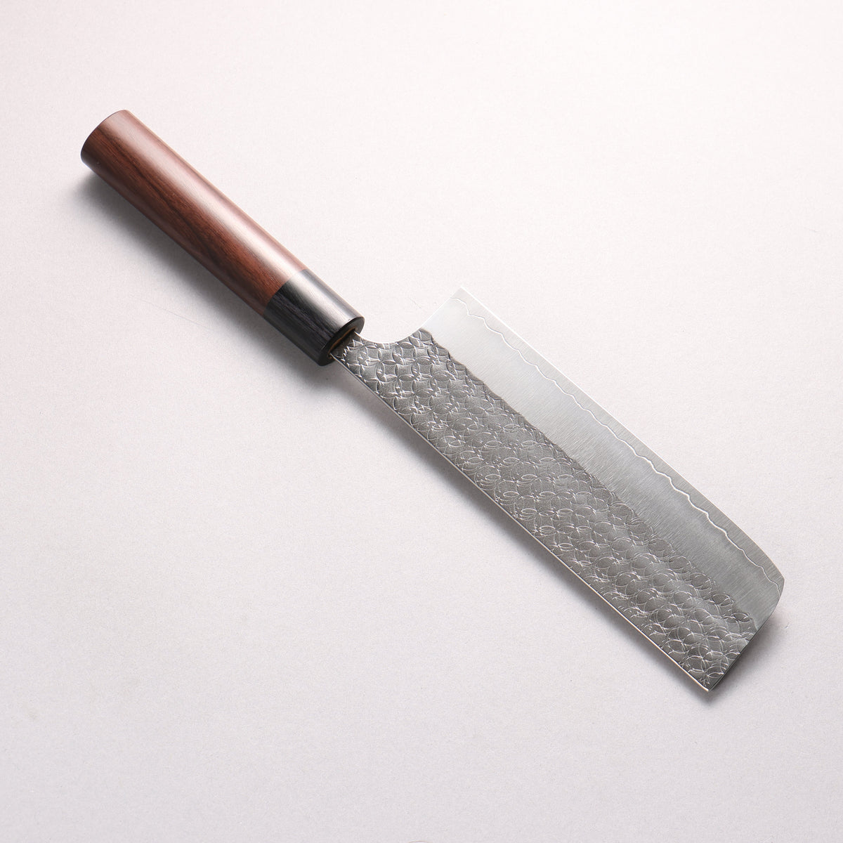 Yoshimi Kato Minamo SG2 Hammered Nakiri 165mm Rosewood (ferrule: Black Pakka wood) Maru Handle - Seisuke Knife