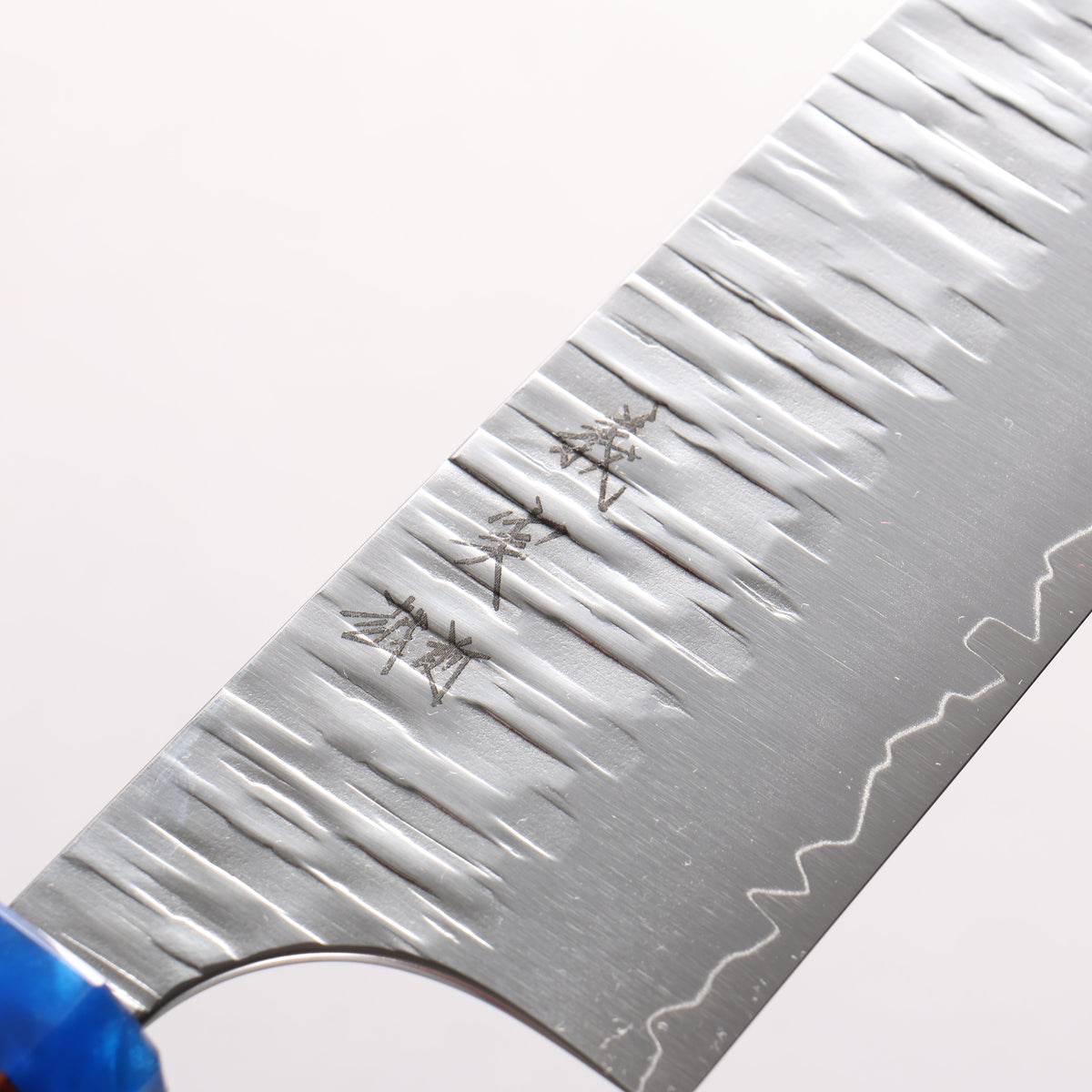 Yoshimi Kato Kasuri SPG STRIX Hammered Bunka 170mm Pao Rosa (Ferrule: Blue Marble Acrylic) Handle - Seisuke Knife
