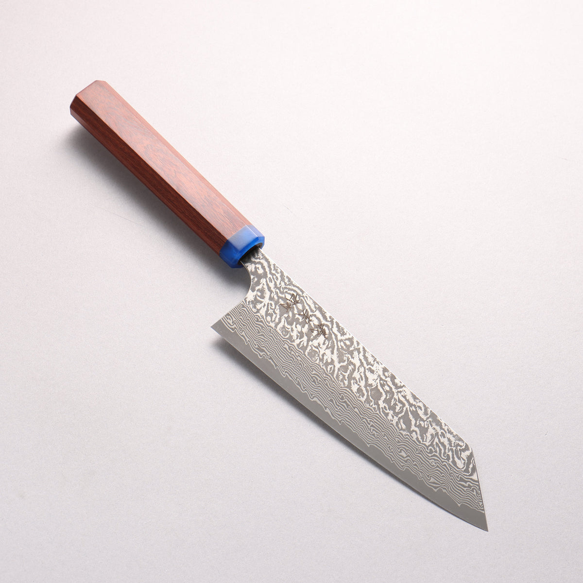Yoshimi Kato VG10 Black Damascus Bunka 170mm Pao Rosa (Ferrule: Blue Marble Acrylic) Handle - Seisuke Knife
