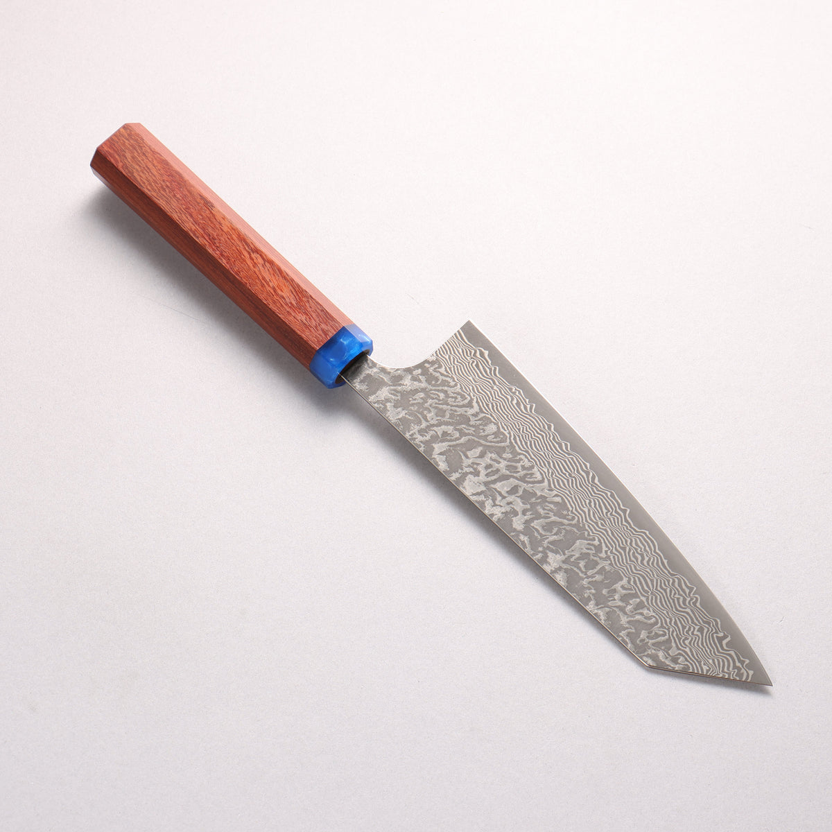 Yoshimi Kato VG10 Black Damascus Bunka 170mm Pao Rosa (Ferrule: Blue Marble Acrylic) Handle - Seisuke Knife
