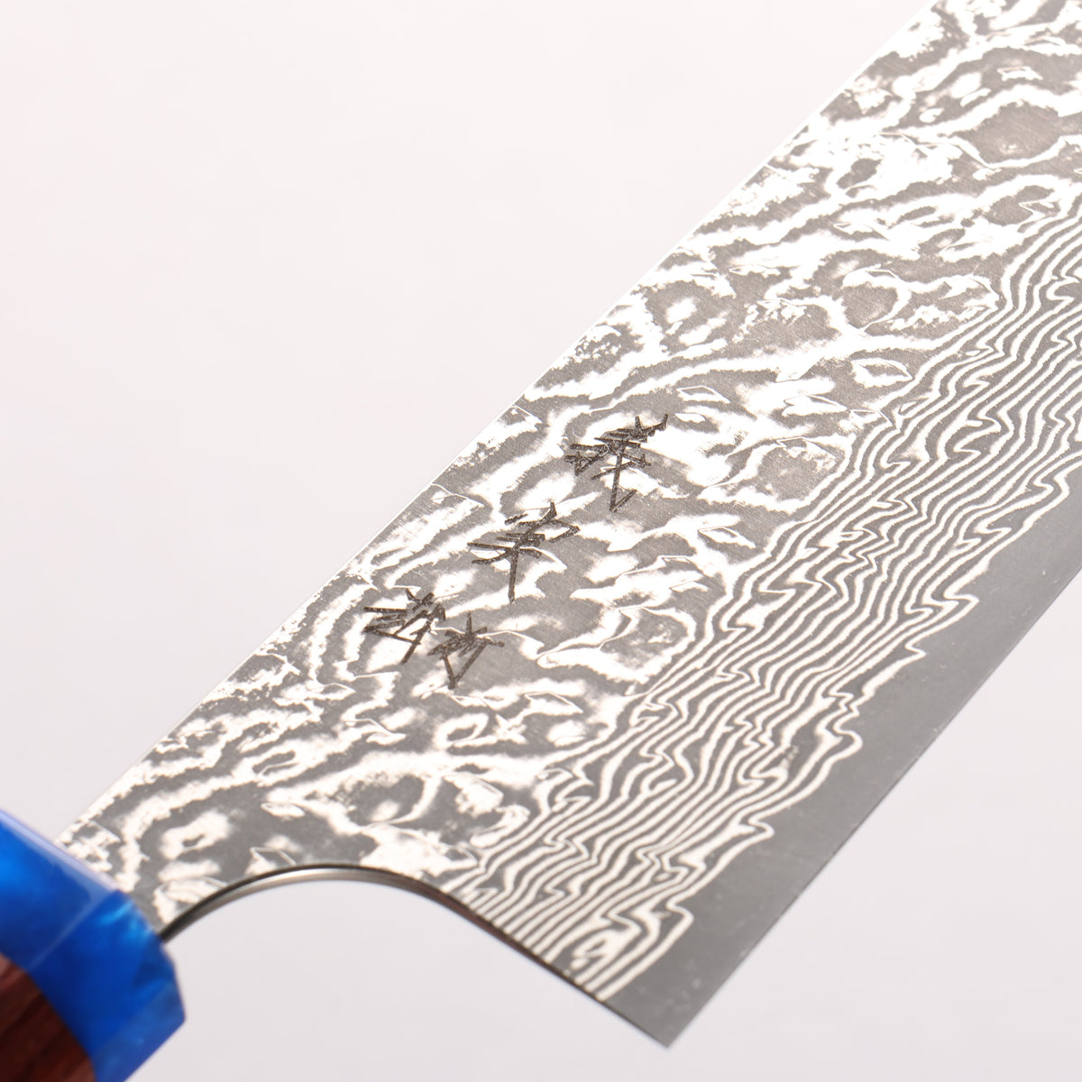 Yoshimi Kato VG10 Black Damascus Bunka 170mm Pao Rosa (Ferrule: Blue Marble Acrylic) Handle - Seisuke Knife