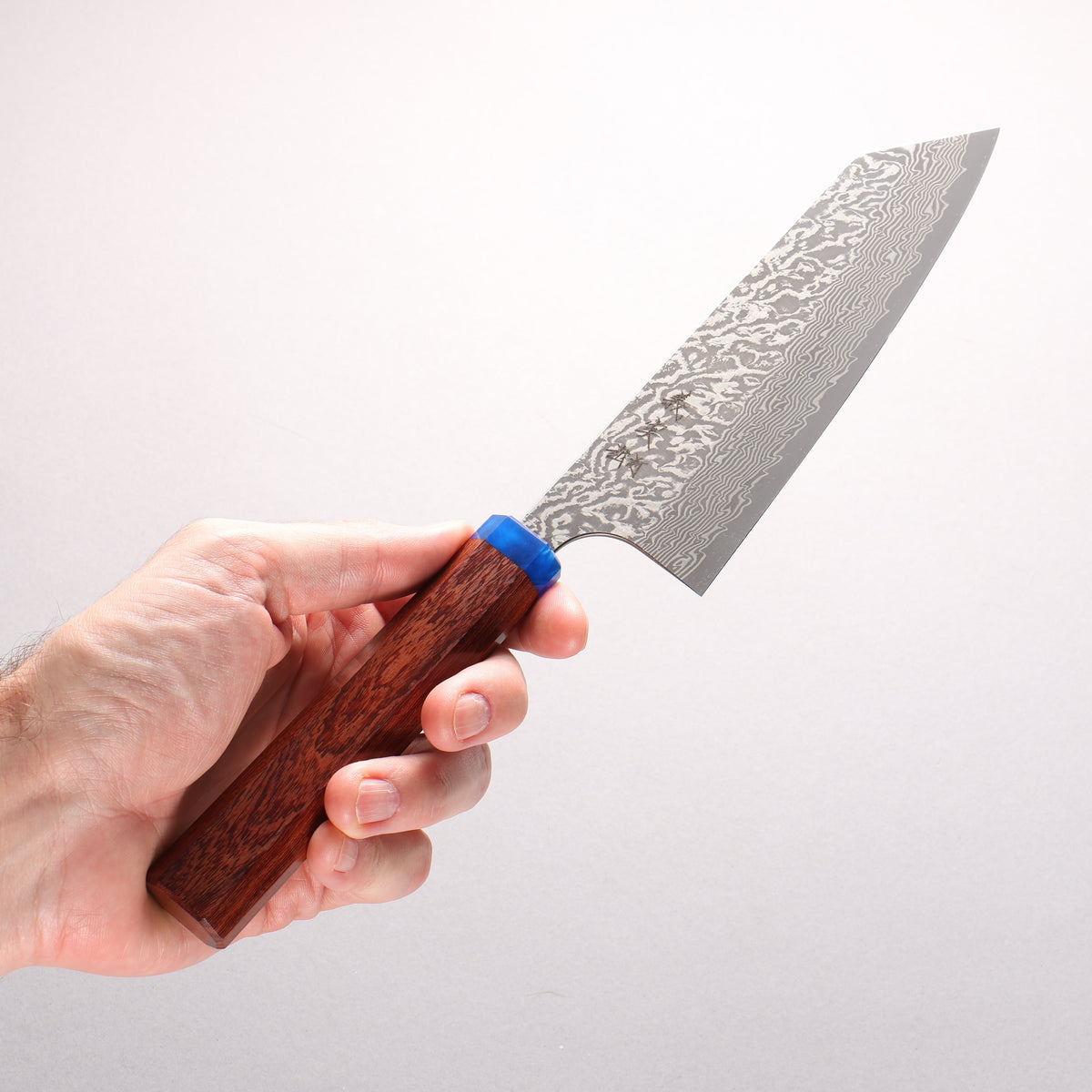 Yoshimi Kato VG10 Black Damascus Bunka 170mm Pao Rosa (Ferrule: Blue Marble Acrylic) Handle - Seisuke Knife