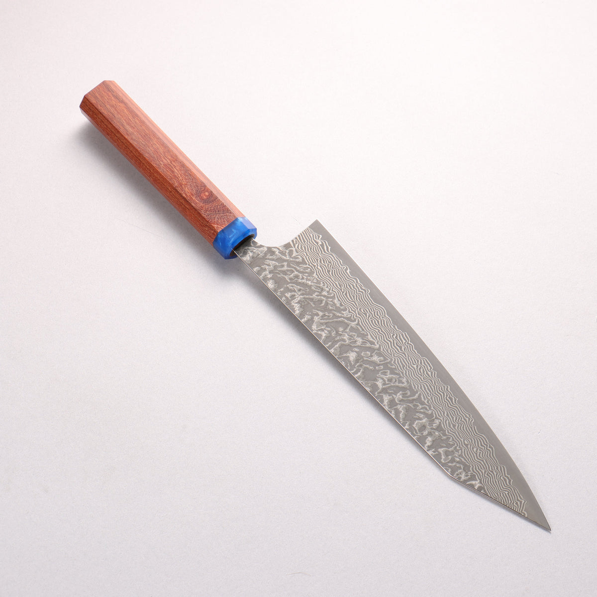 Yoshimi Kato VG10 Black Damascus Kiritsuke Gyuto 210mm Pao Rosa (Ferrule: Blue Marble Acrylic) Handle - Seisuke Knife