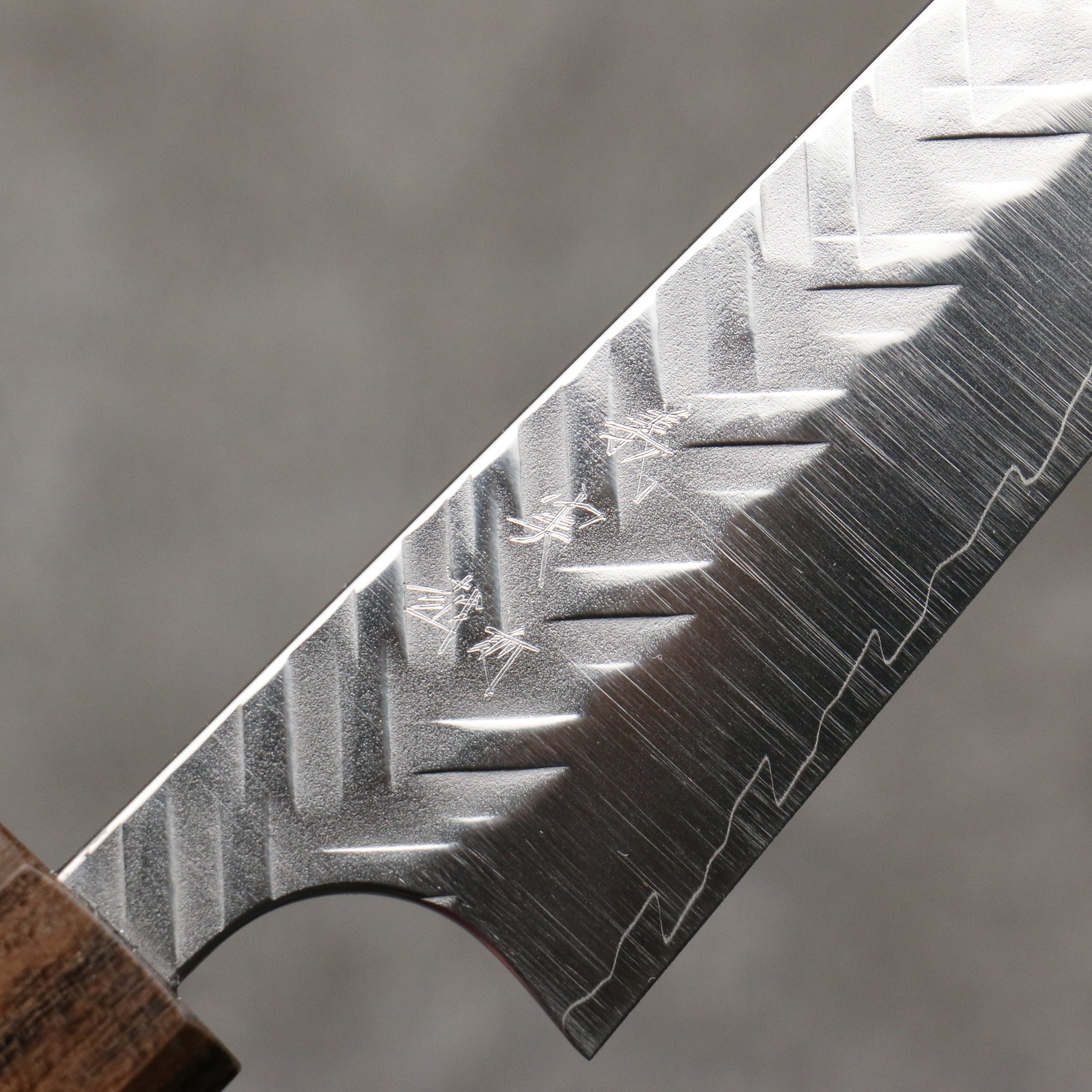 Yoshimi Kato SPG STRIX Hammered (V) Kiritsuke Petty-Utility 120mm Sandalwood with White Ring Handle - Seisuke Knife