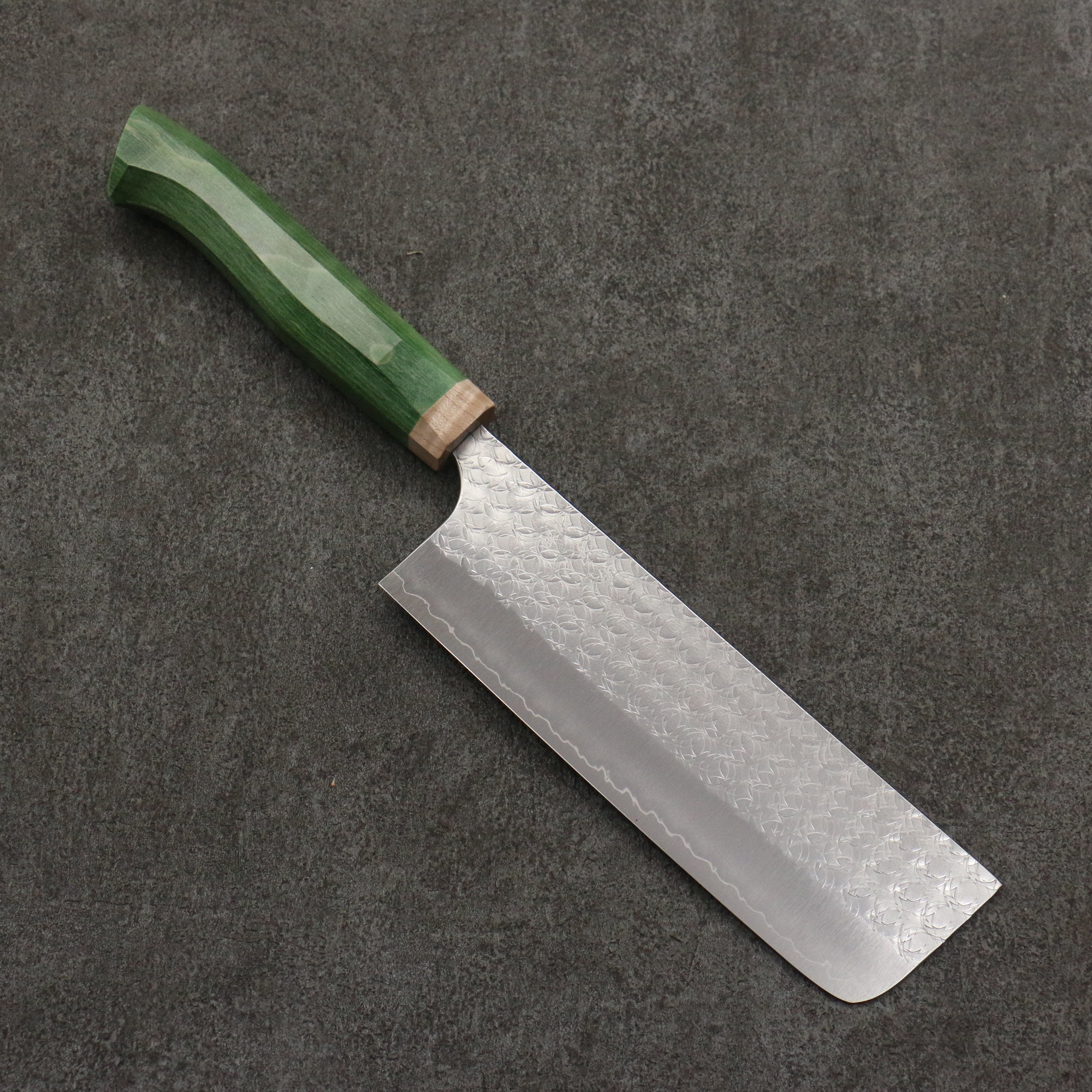 Yoshimi Kato Minamo SG2 Hammered Nakiri 165mm Green Western-Syle Handle - Seisuke Knife