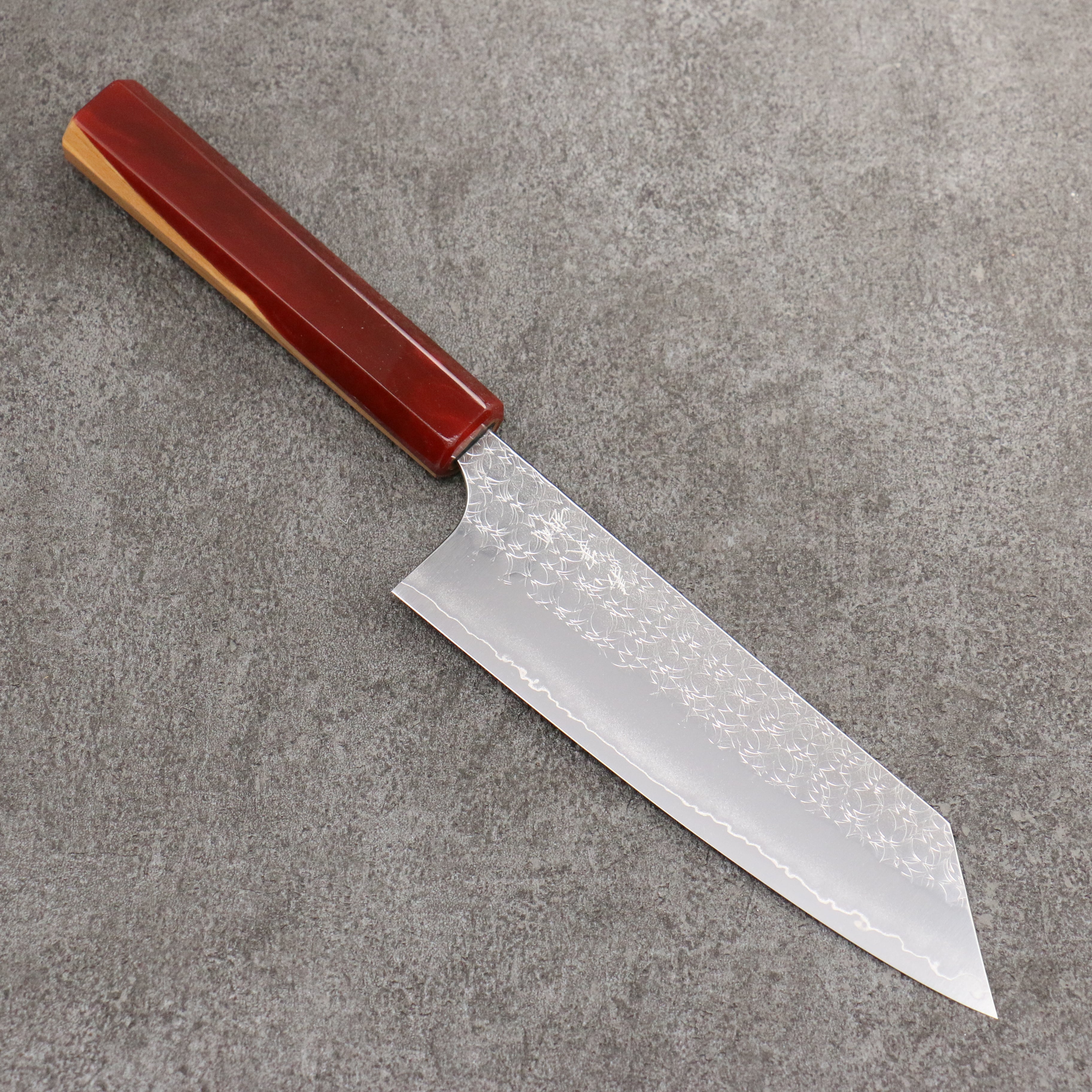 Yoshimi Kato Minamo SG2 Hammered Bunka 170mm Olive Tree and Red Resin Handle - Seisuke Knife