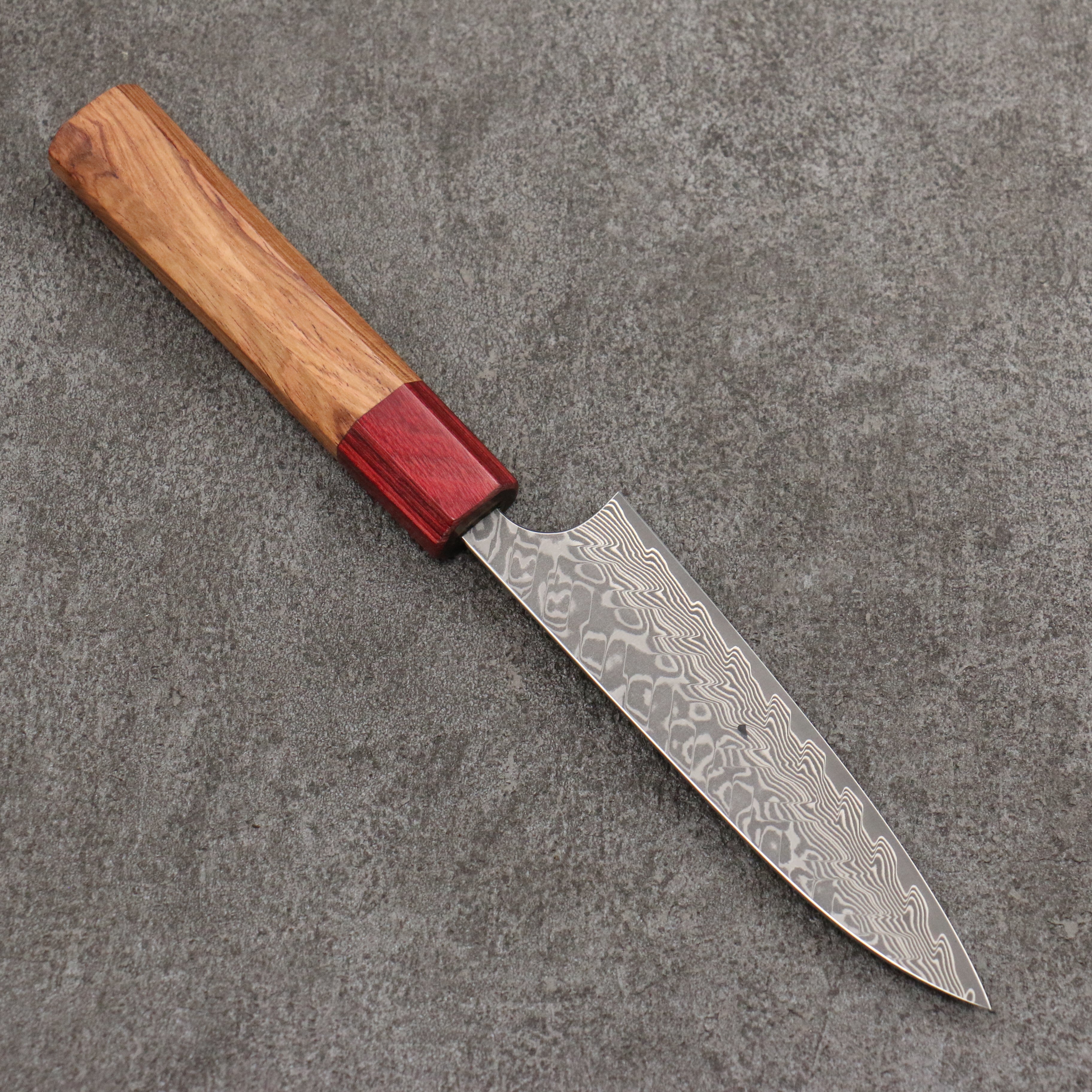 Yoshimi Kato SG2 Damascus Petty-Utility 120mm Red Honduras Handle - Seisuke Knife