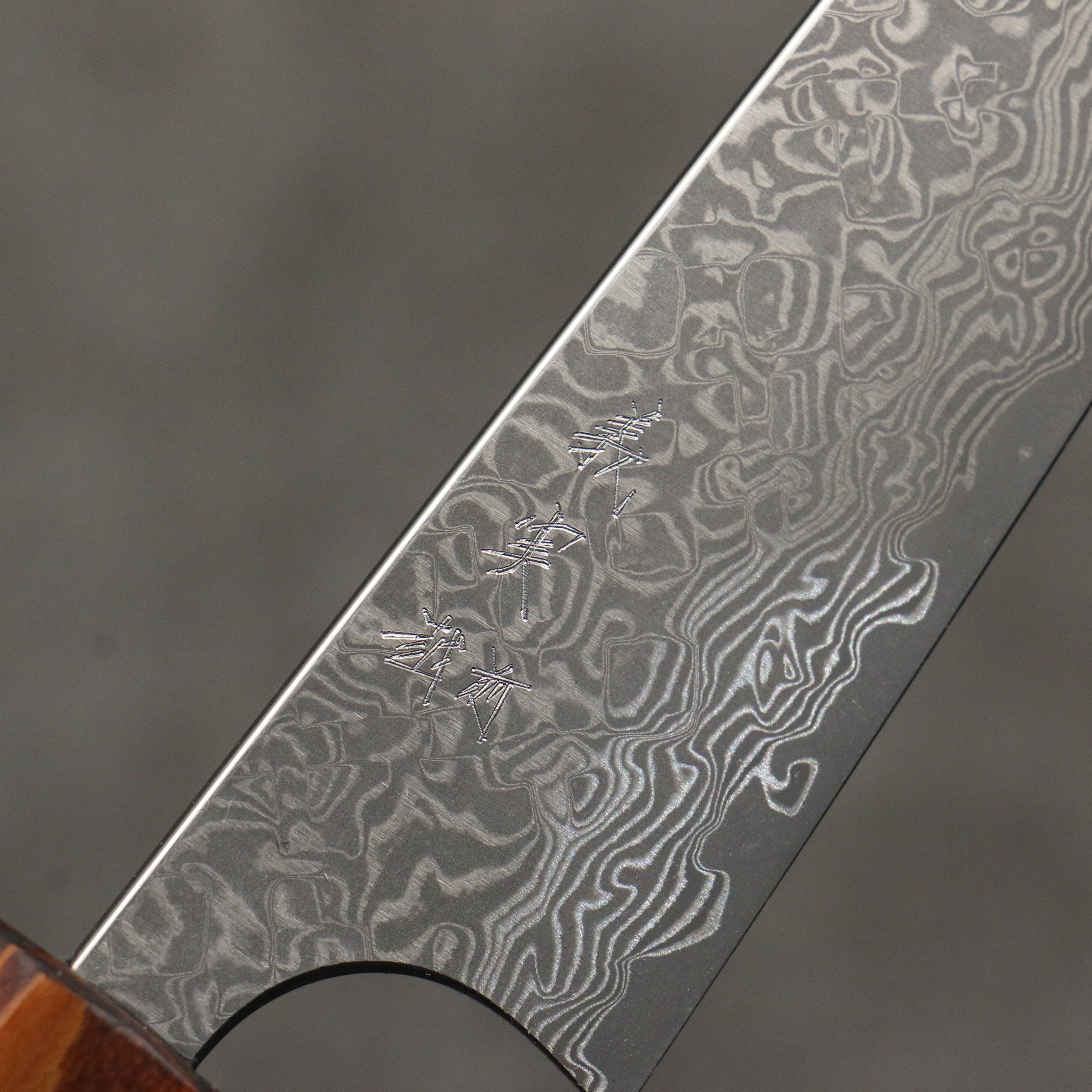 Yoshimi Kato VG10 Black Damascus Petty-Utility 120mm Cedar (Wiped on Lacquer) Handle - Seisuke Knife