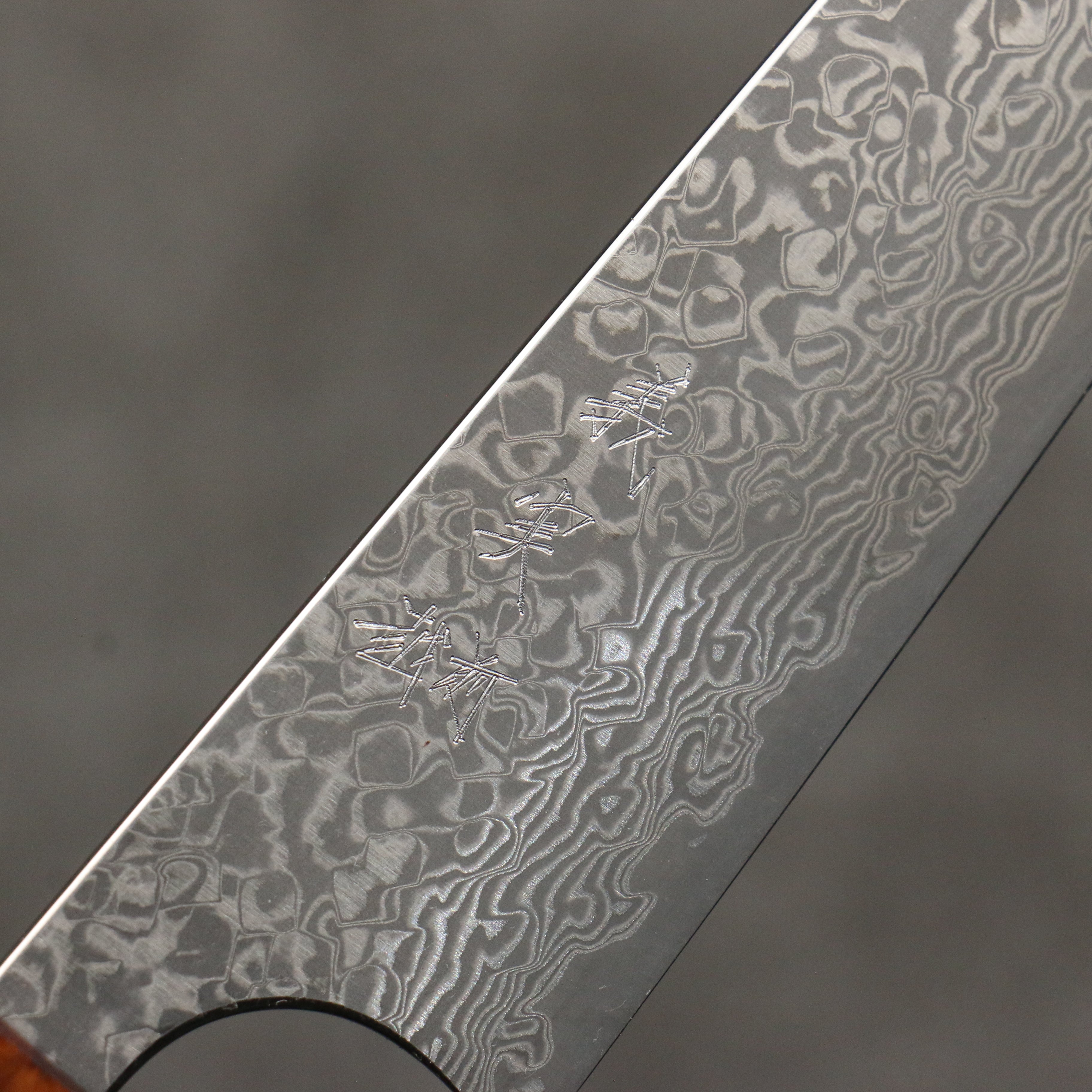 Yoshimi Kato VG10 Black Damascus Petty-Utility 150mm Cedar (Wiped on Lacquer) Handle - Seisuke Knife