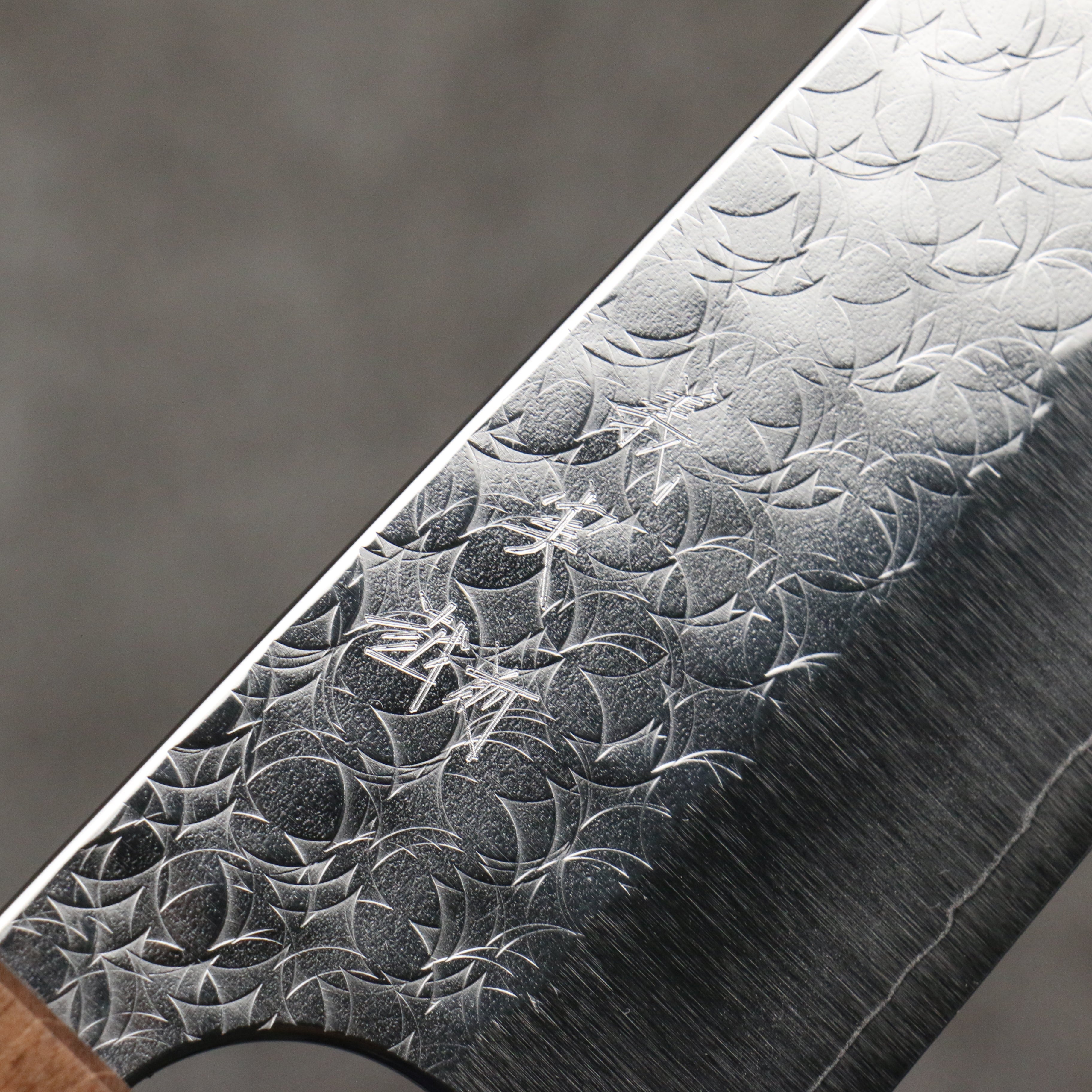 Yoshimi Kato Minamo SG2 Hammered Kiritsuke Gyuto 210mm Brown Stabilized Wood (White turquoise Ring) Handle - Seisuke Knife
