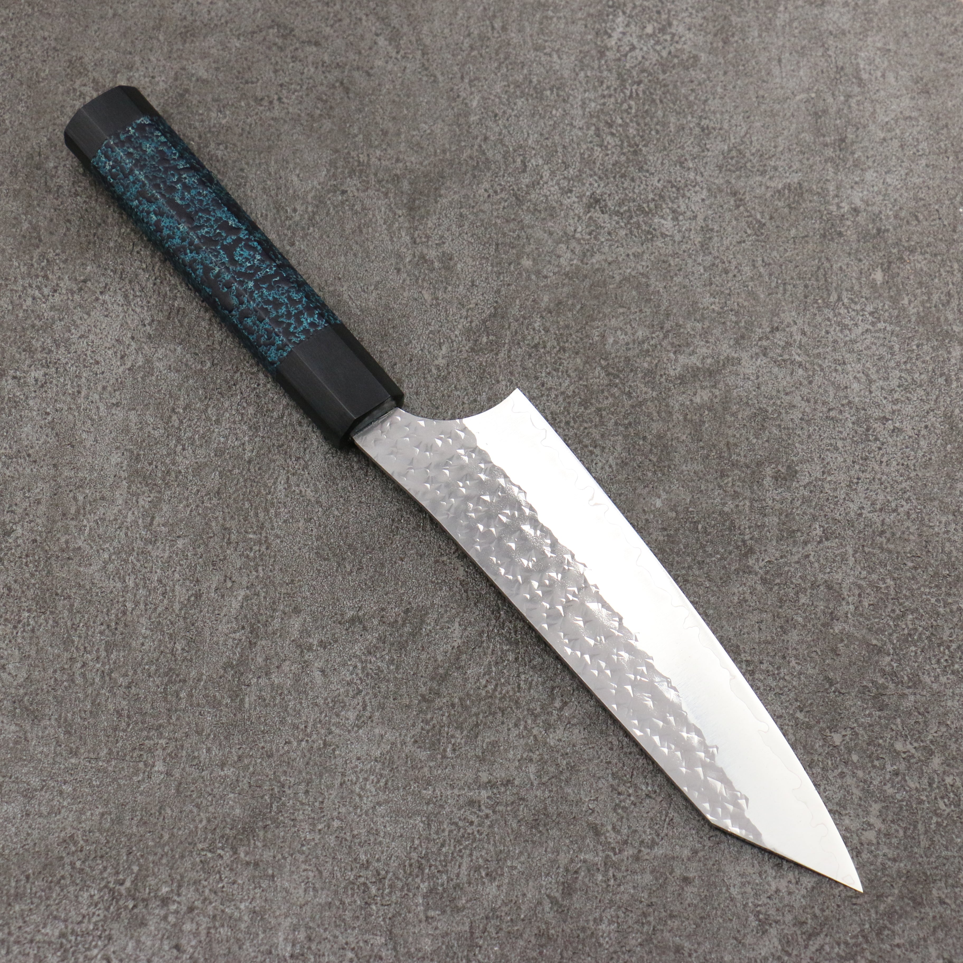 Yu Kurosaki Senko Ei Ai Tenmoku SG2 Hammered Bunka 170mm Indigo Lacquered (Tenmoku) Handle with Sheath - Seisuke Knife