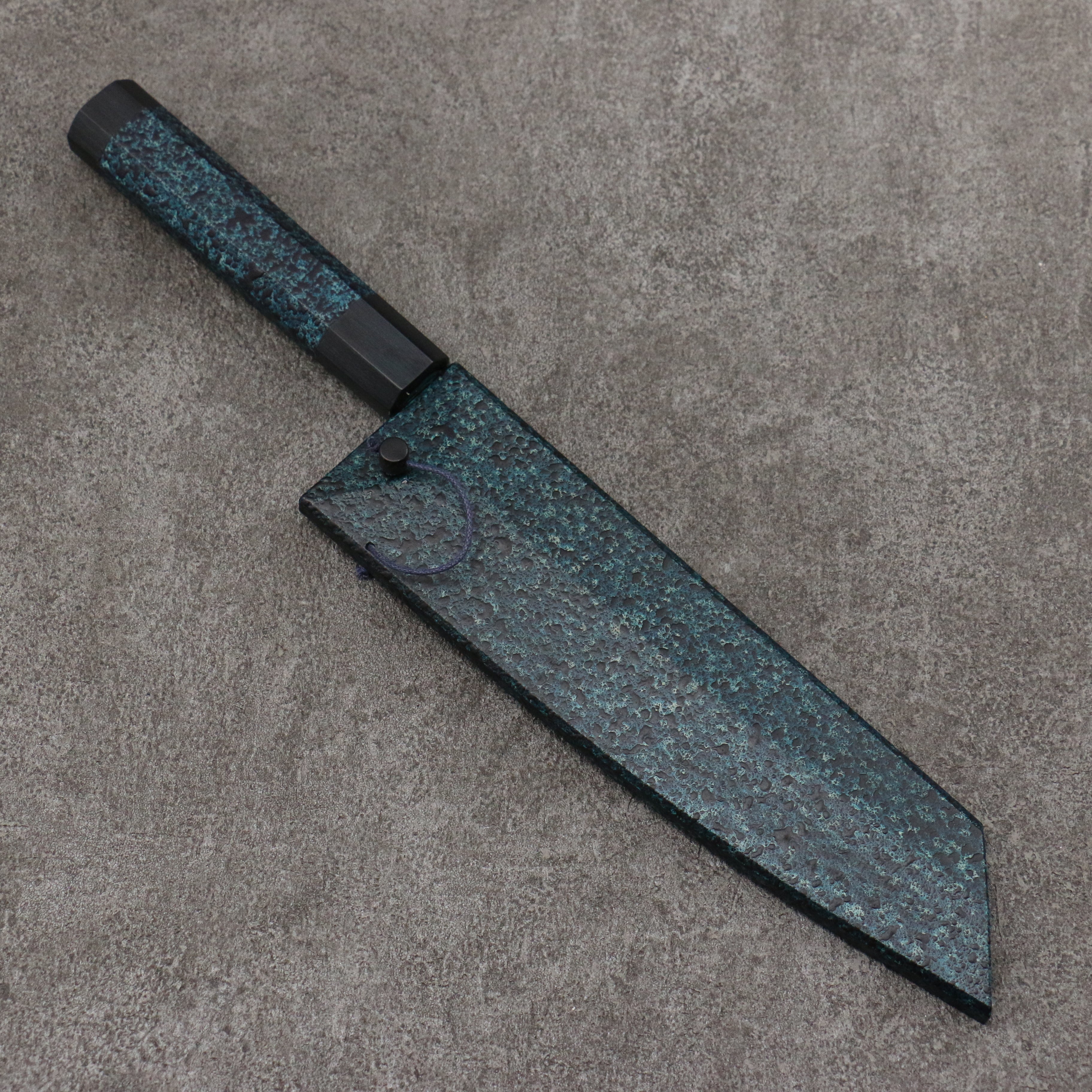 Yu Kurosaki Senko Ei Ai Tenmoku SG2 Hammered Bunka 170mm Indigo Lacquered (Tenmoku) Handle with Sheath - Seisuke Knife