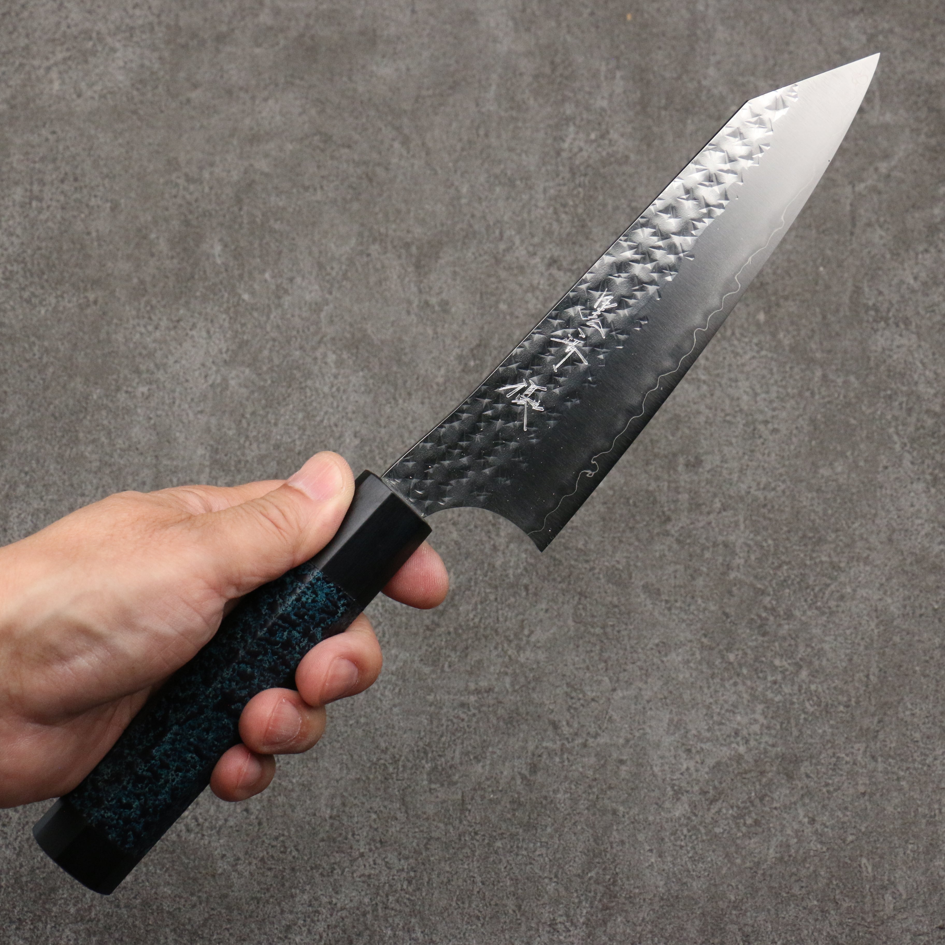 Yu Kurosaki Senko Ei Ai Tenmoku SG2 Hammered Bunka 170mm Indigo Lacquered (Tenmoku) Handle with Sheath - Seisuke Knife