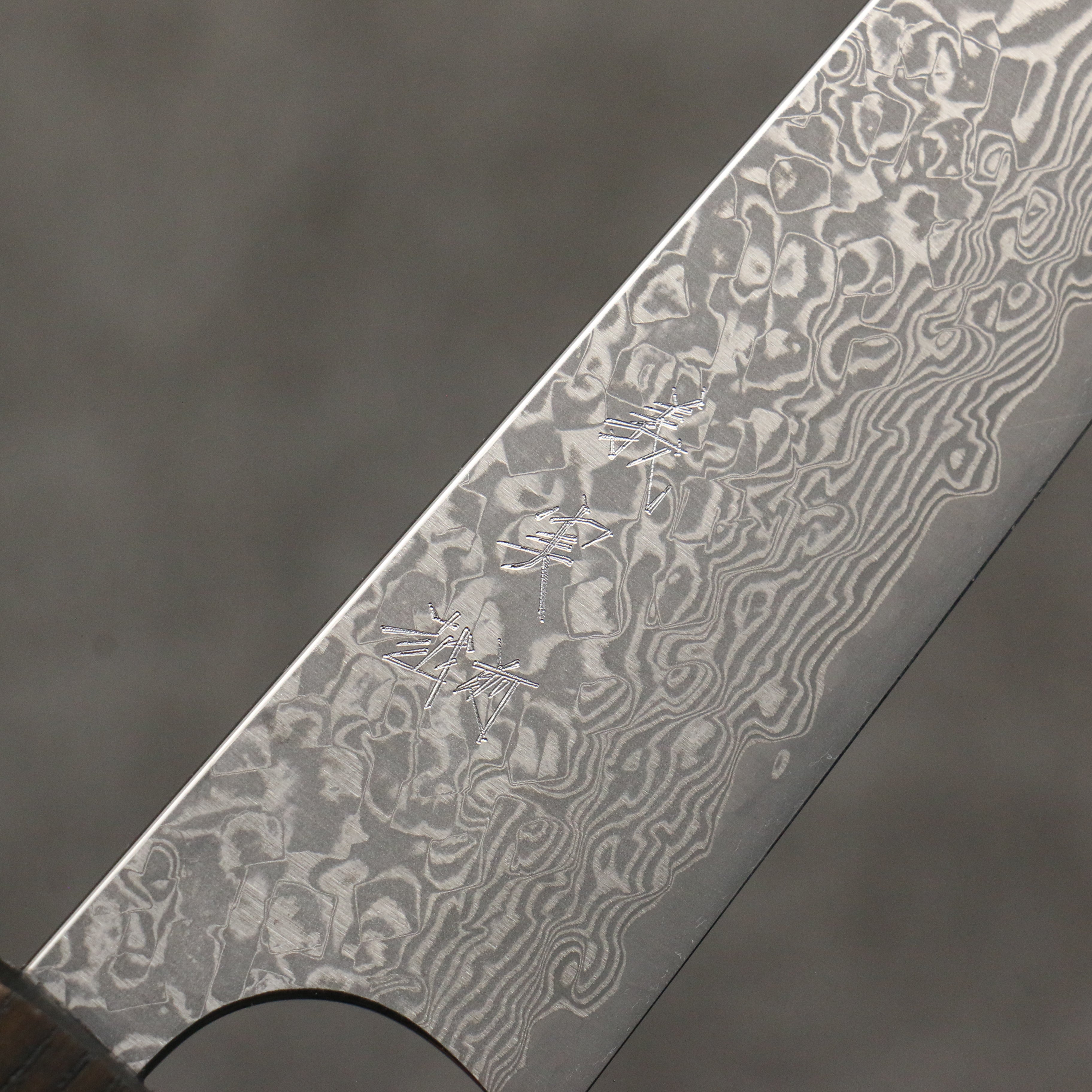 Yoshimi Kato VG10 Black Damascus Petty-Utility 150mm Dark Lacquered Japanese Pagoda Tree Handle - Seisuke Knife