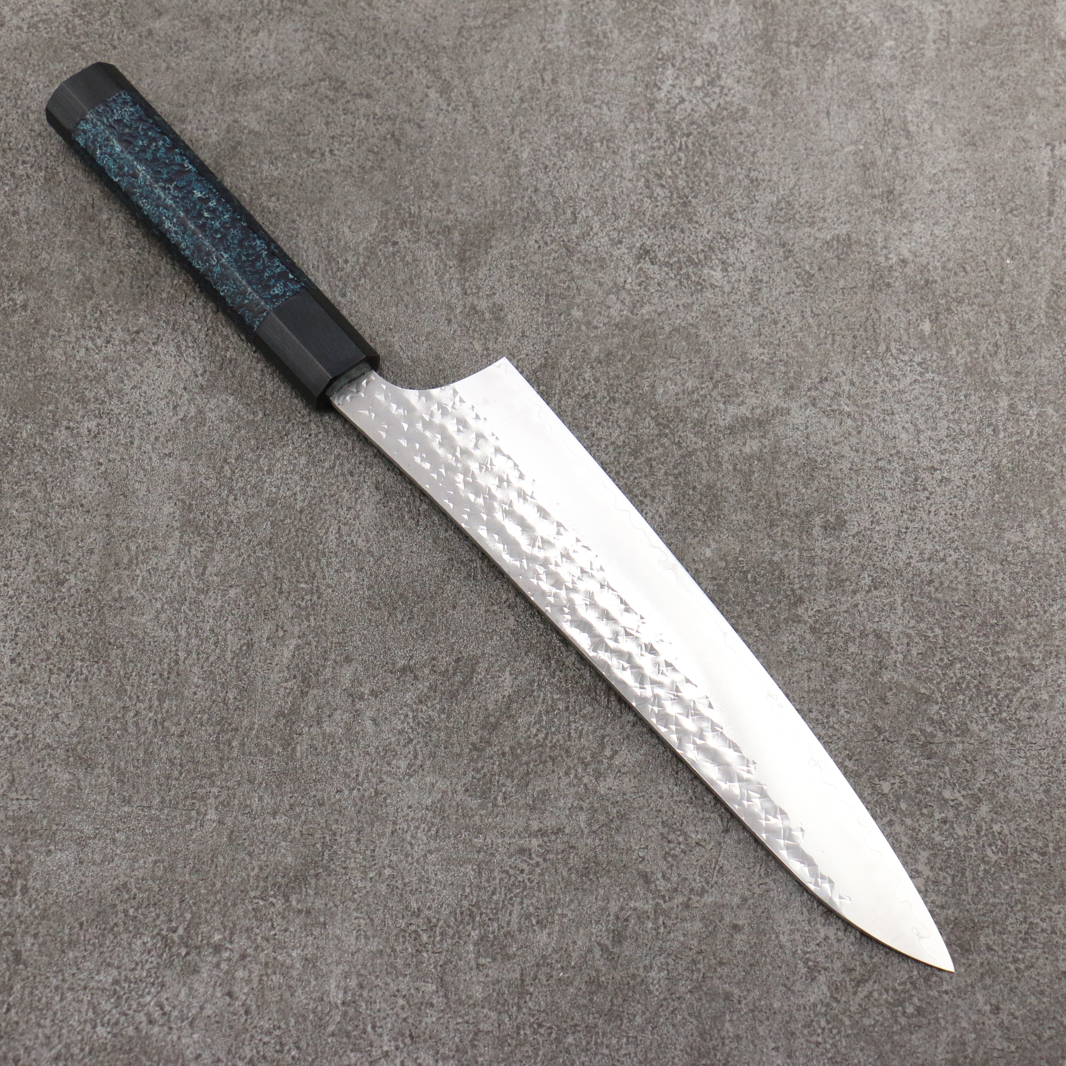 Yu Kurosaki Senko Ryu Ai Tenmoku SG2 Hammered Gyuto 210mm Indigo Lacquered (Tenmoku) Handle with Sheath - Seisuke Knife