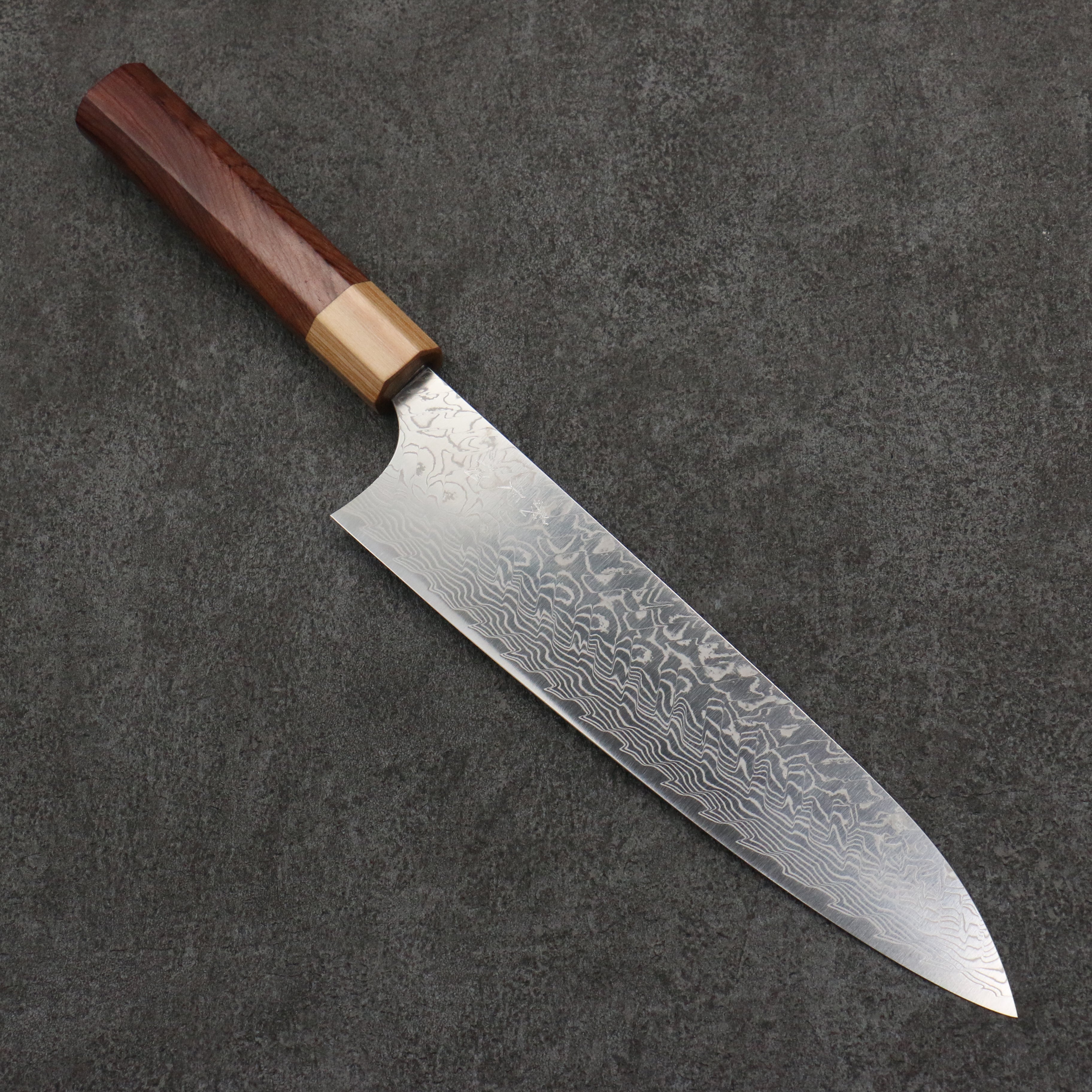 Yoshimi Kato SG2 Damascus Migaki Polish Finish Gyuto 210mm Honduras (ferrule: White Pakka wood) Handle - Seisuke Knife