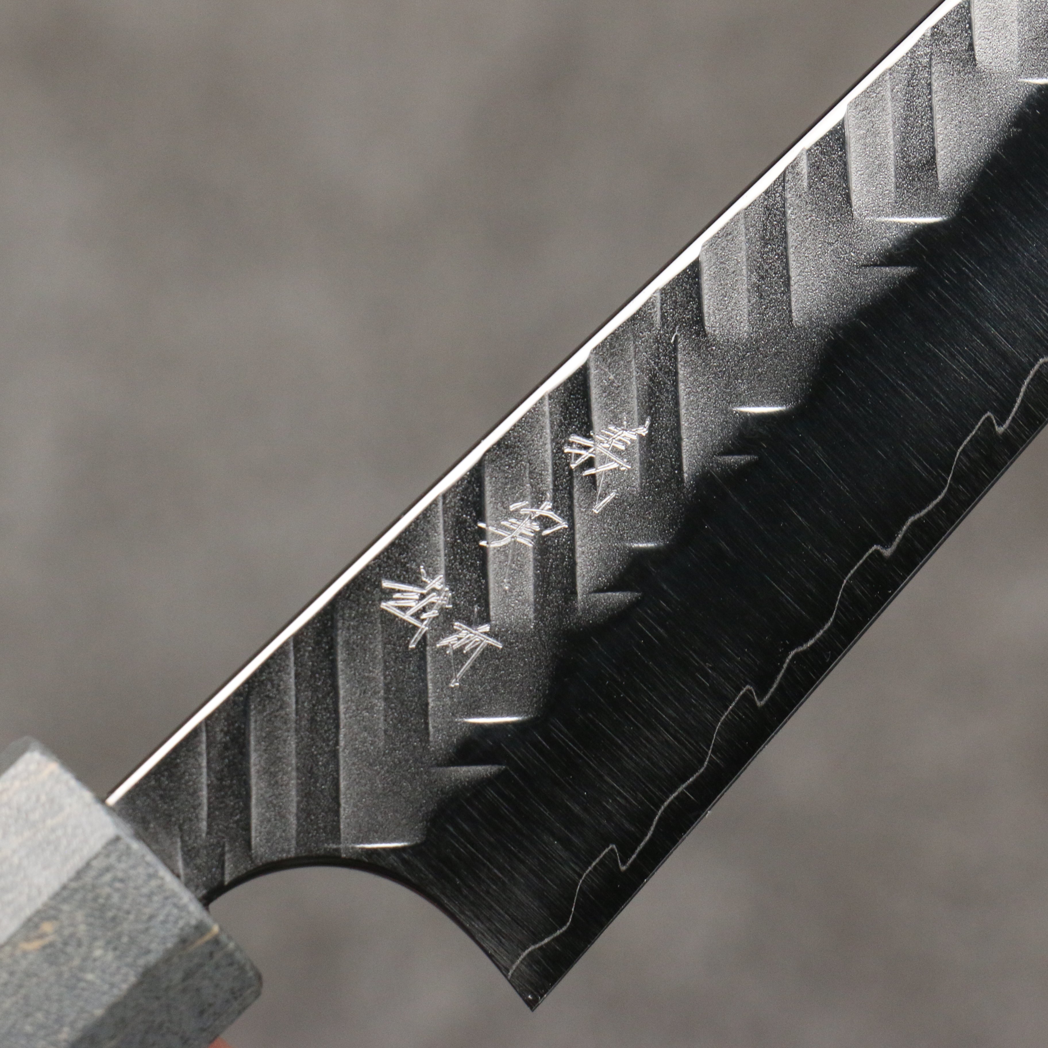 Yoshimi Kato SPG STRIX Hammered (V) Kiritsuke Petty-Utility 120mm Gray Stablilized Wood (White Ring) Handle - Seisuke Knife