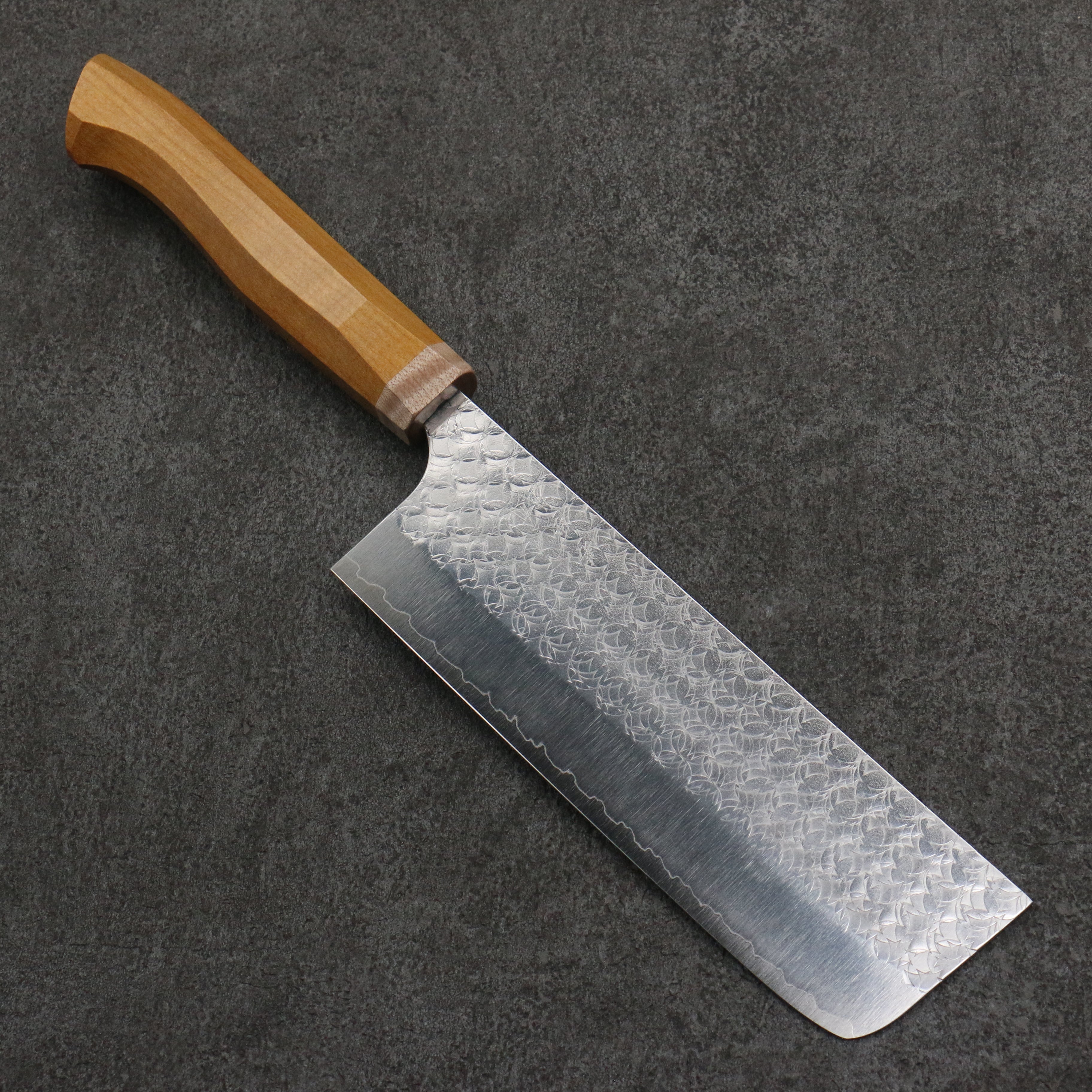 Yoshimi Kato Minamo SG2 Hammered Nakiri 165mm Western style (yellow) Handle - Seisuke Knife