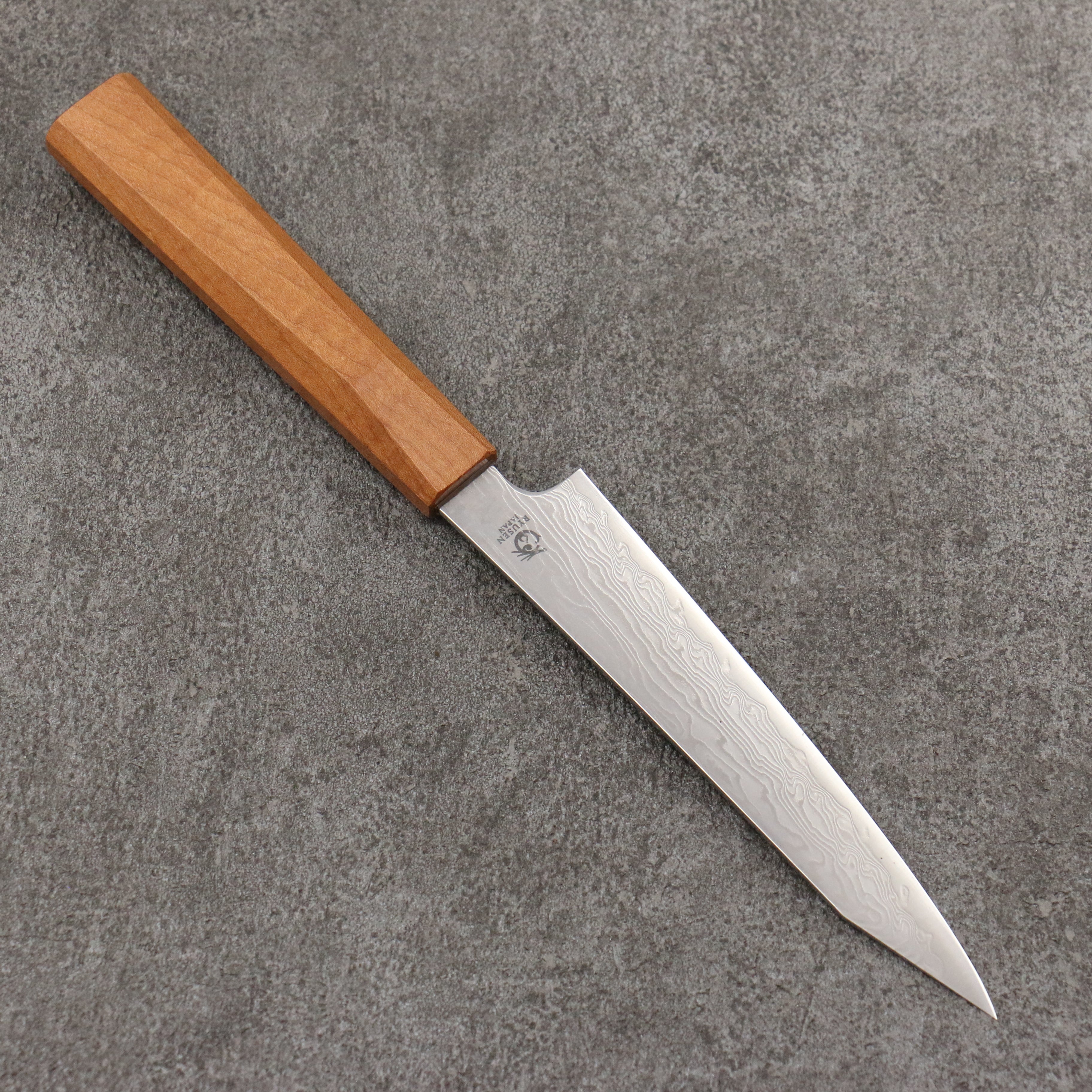 Ryusen Fukakuryu ATS314 63 Layer Damascus Kiritsuke Petty-Utility 135mm Curly Maple Handle - Seisuke Knife