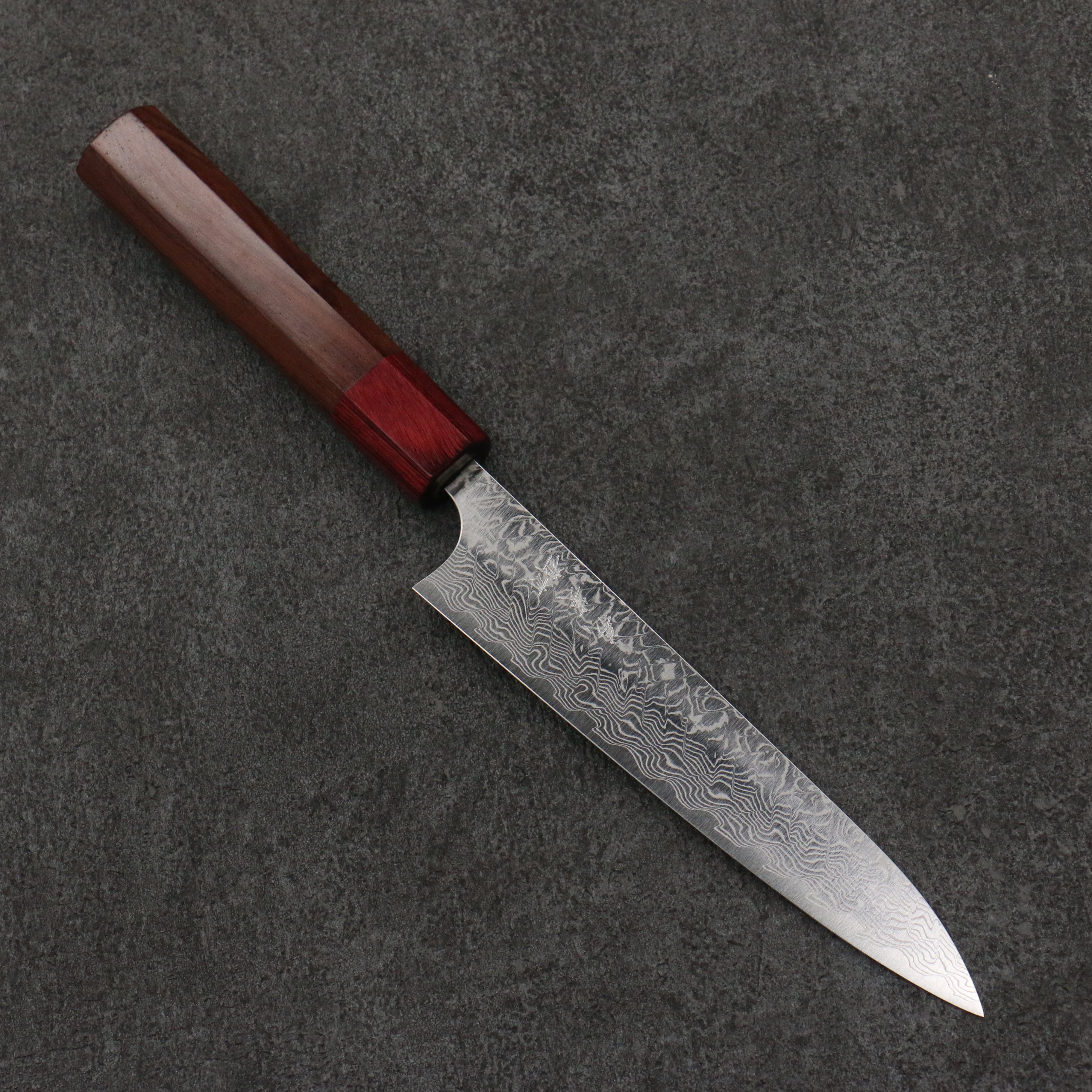 Yoshimi Kato SG2 Damascus Migaki Polish Finish Petty-Utility 150mm Honduras (ferrule: Red Pakka wood) Handle - Seisuke Knife