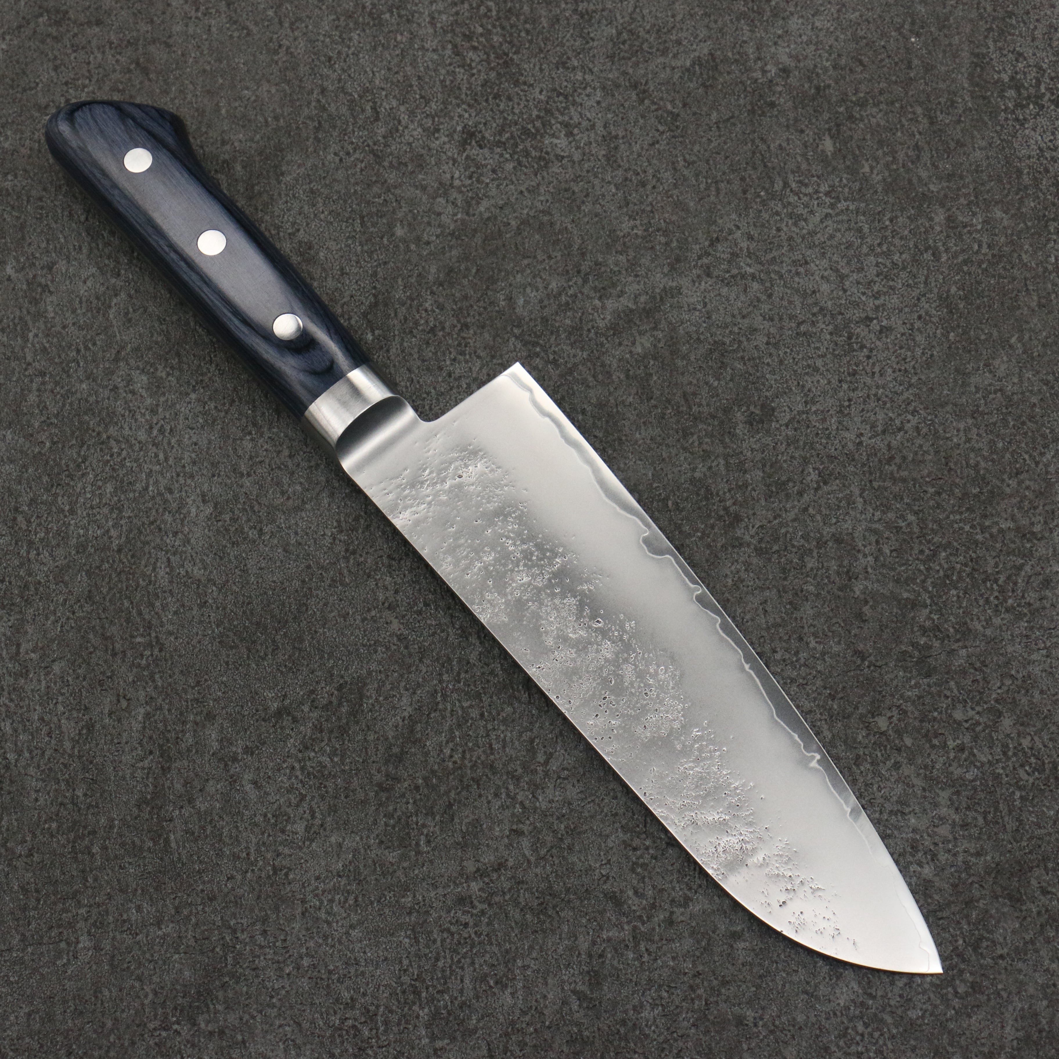 Seisuke Aonashi AUS10 3 Layer Nashiji Santoku 170mm Navy Pakkawood Handle - Seisuke Knife