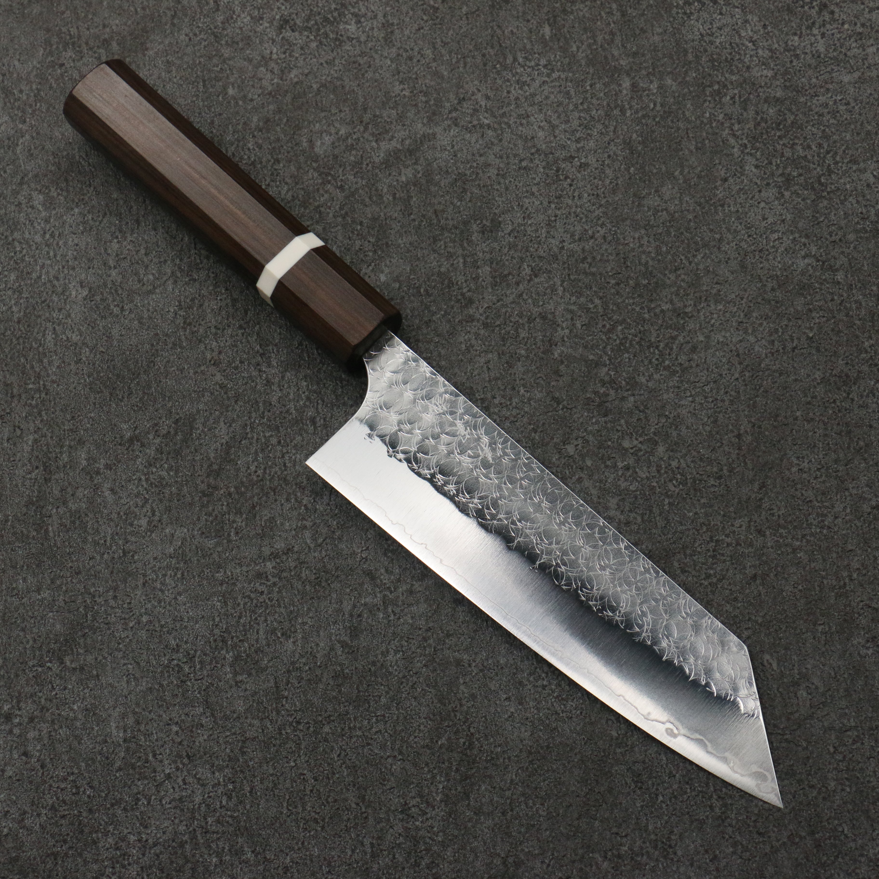 Yoshimi Kato Minamo SG2 Hammered Bunka 170mm Sandalwood with White Ring Handle - Seisuke Knife