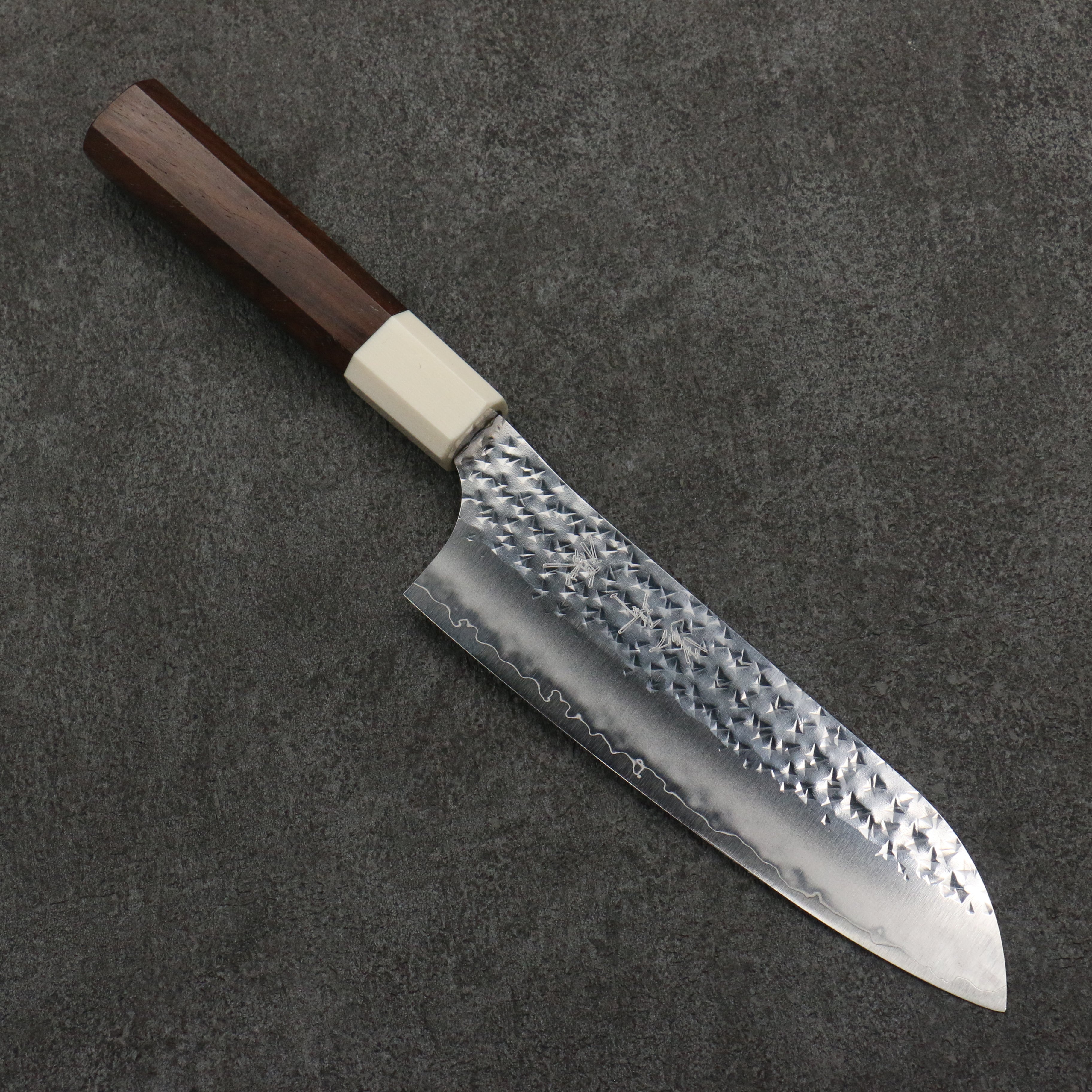 Yu Kurosaki Senko Ryu SG2 Hammered Santoku 165mm Walnut (Ferrule: White Resin) Handle - Seisuke Knife