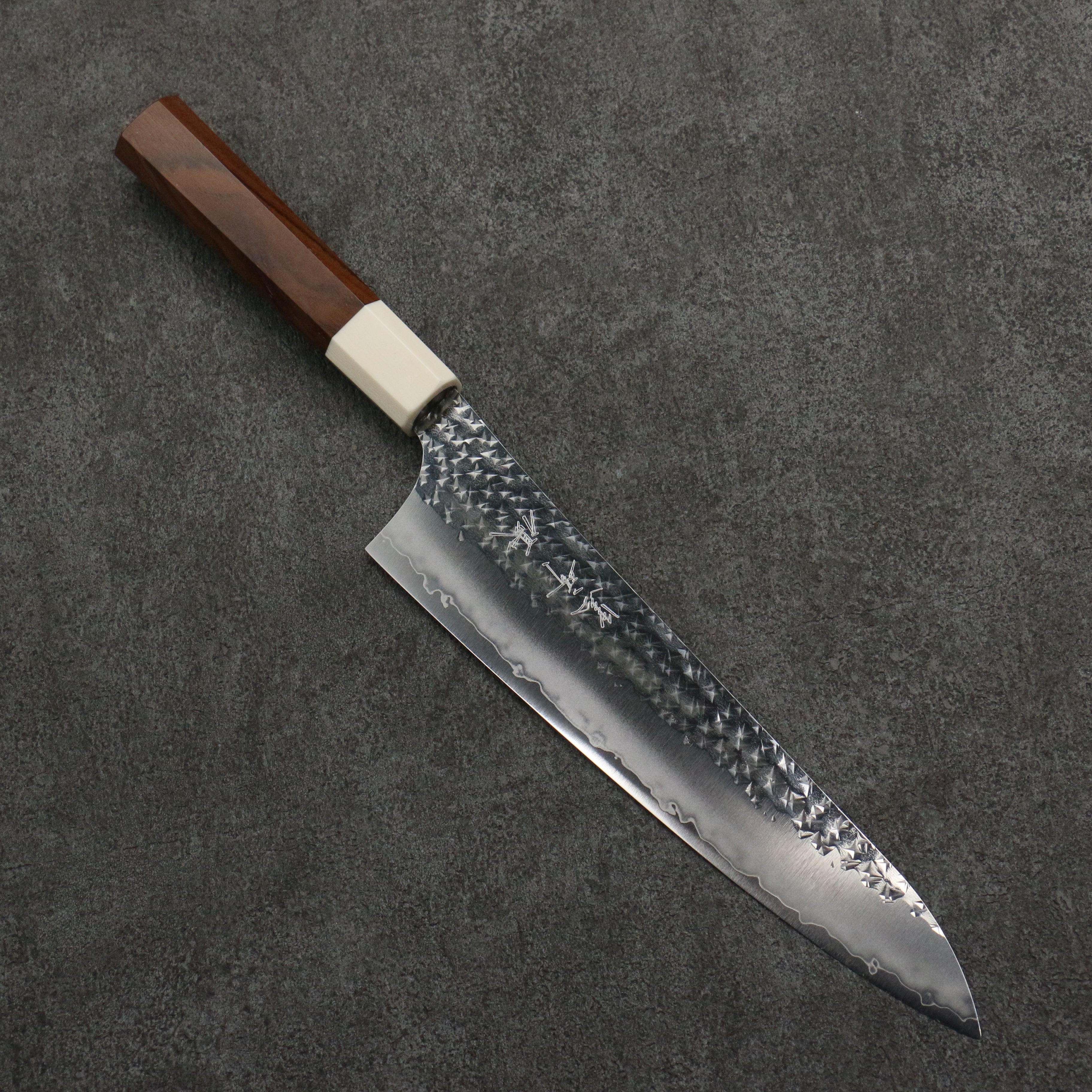 Yu Kurosaki Senko Ryu SG2 Hammered Gyuto 210mm Walnut (Ferrule: White Resin) Handle - Seisuke Knife