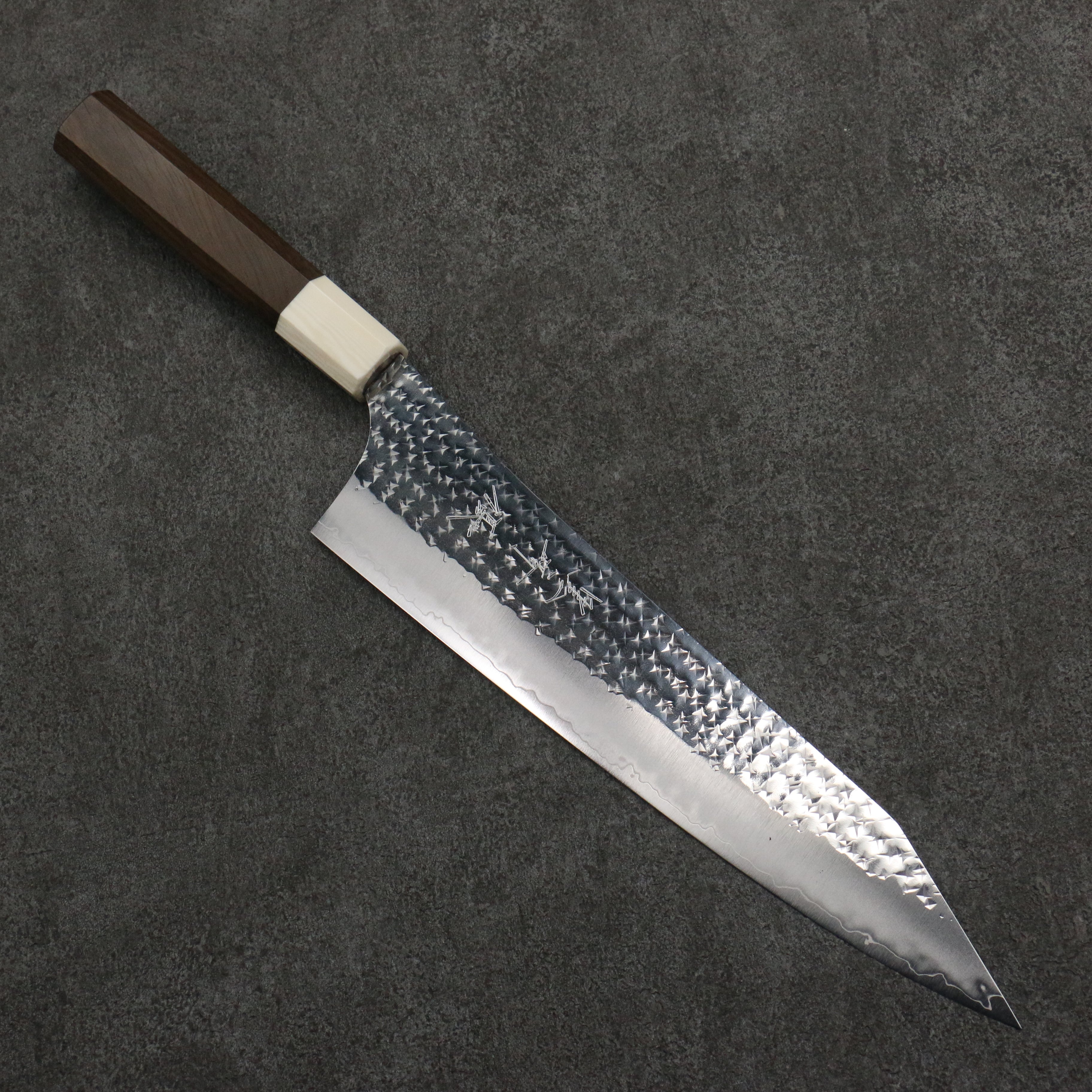 Yu Kurosaki Senko Ei SG2 Hammered Gyuto 240mm Walnut (Ferrule: White Resin) Handle - Seisuke Knife