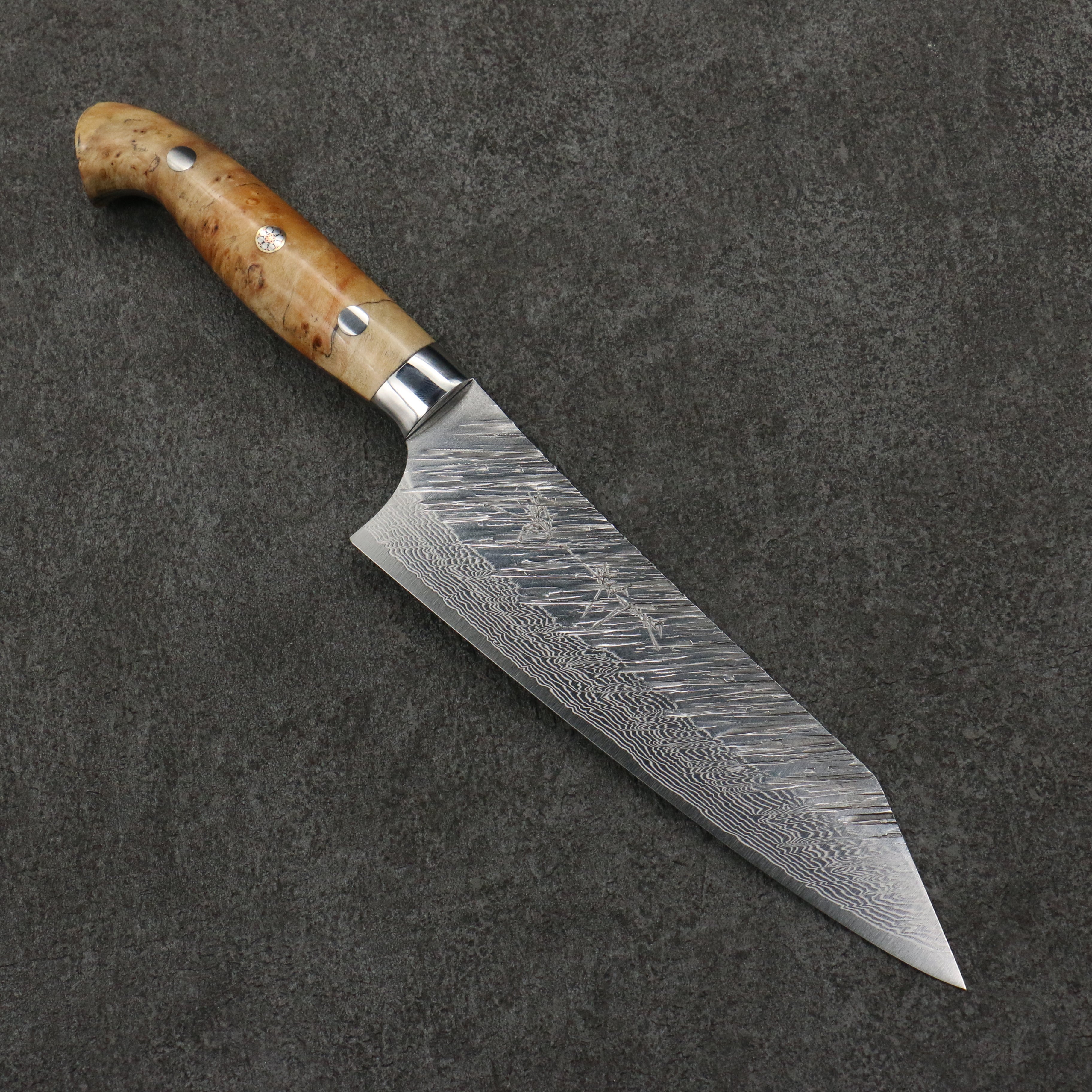 Yu Kurosaki Fujin SG2 Hammered Damascus Bunka 170mm White Maple Handle - Seisuke Knife