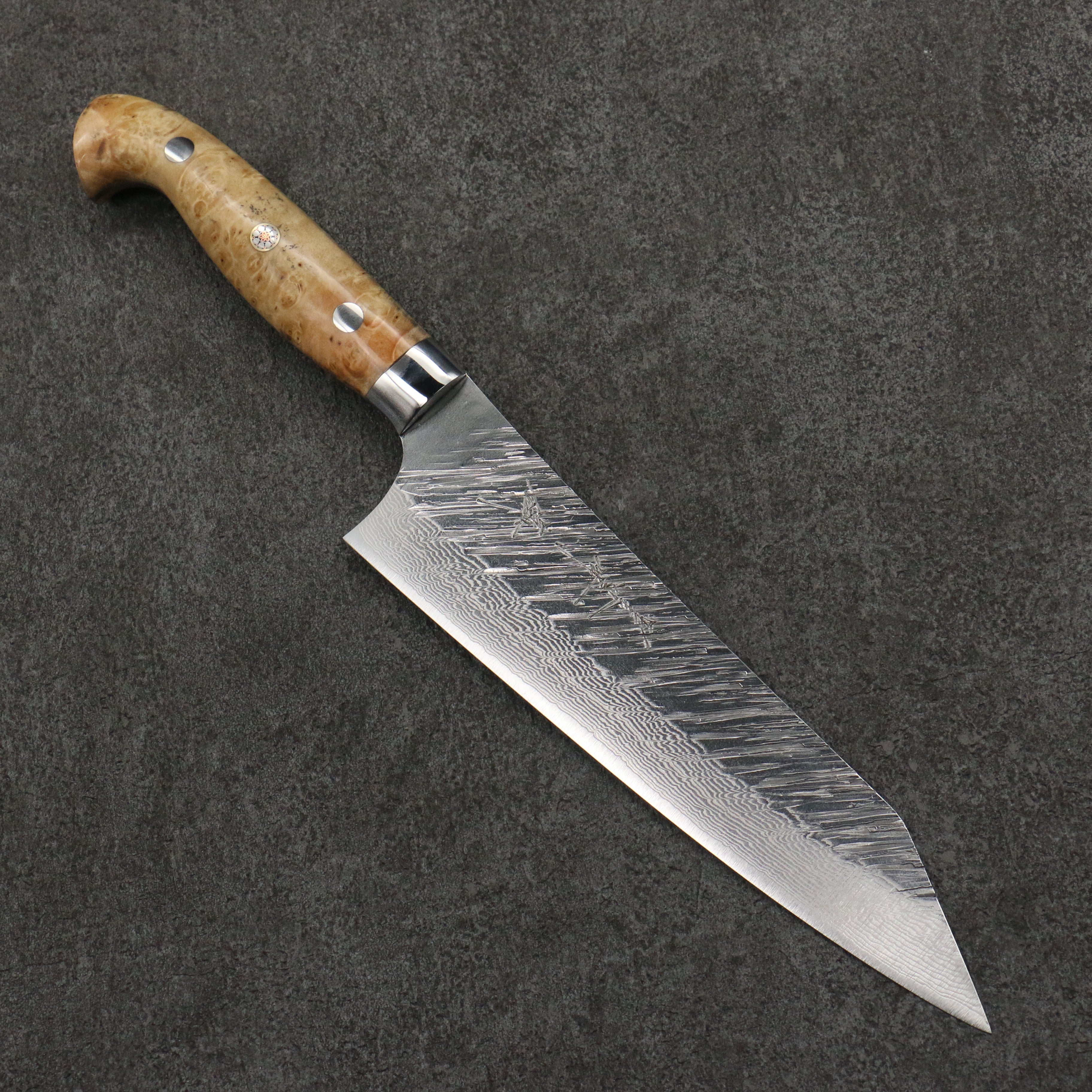 Yu Kurosaki Fujin SG2 Hammered Damascus Kiritsuke Gyuto 180mm White Maple Handle - Seisuke Knife