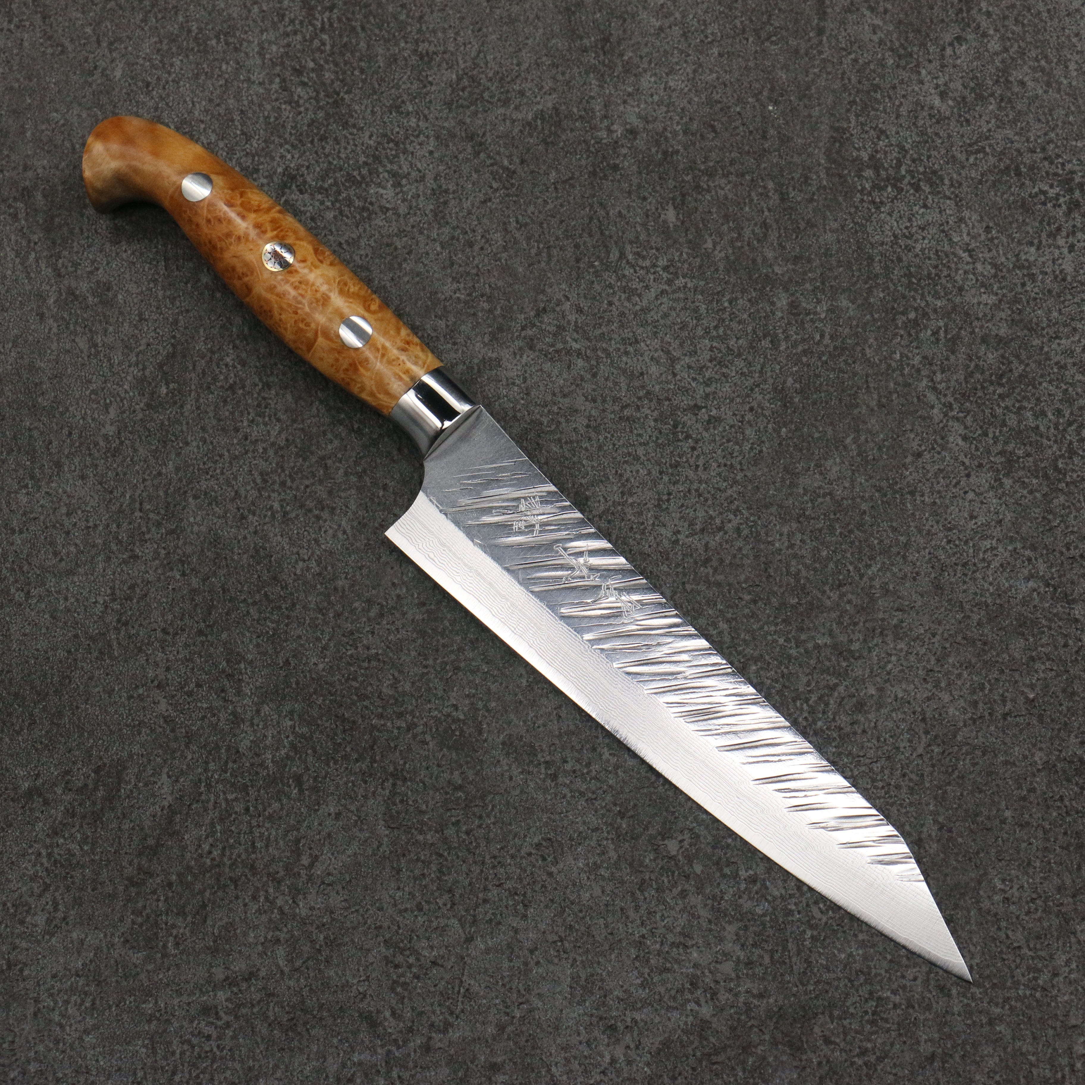 Yu Kurosaki Fujin SG2 Hammered Damascus Kiritsuke Petty-Utility 150mm White Maple Handle - Seisuke Knife
