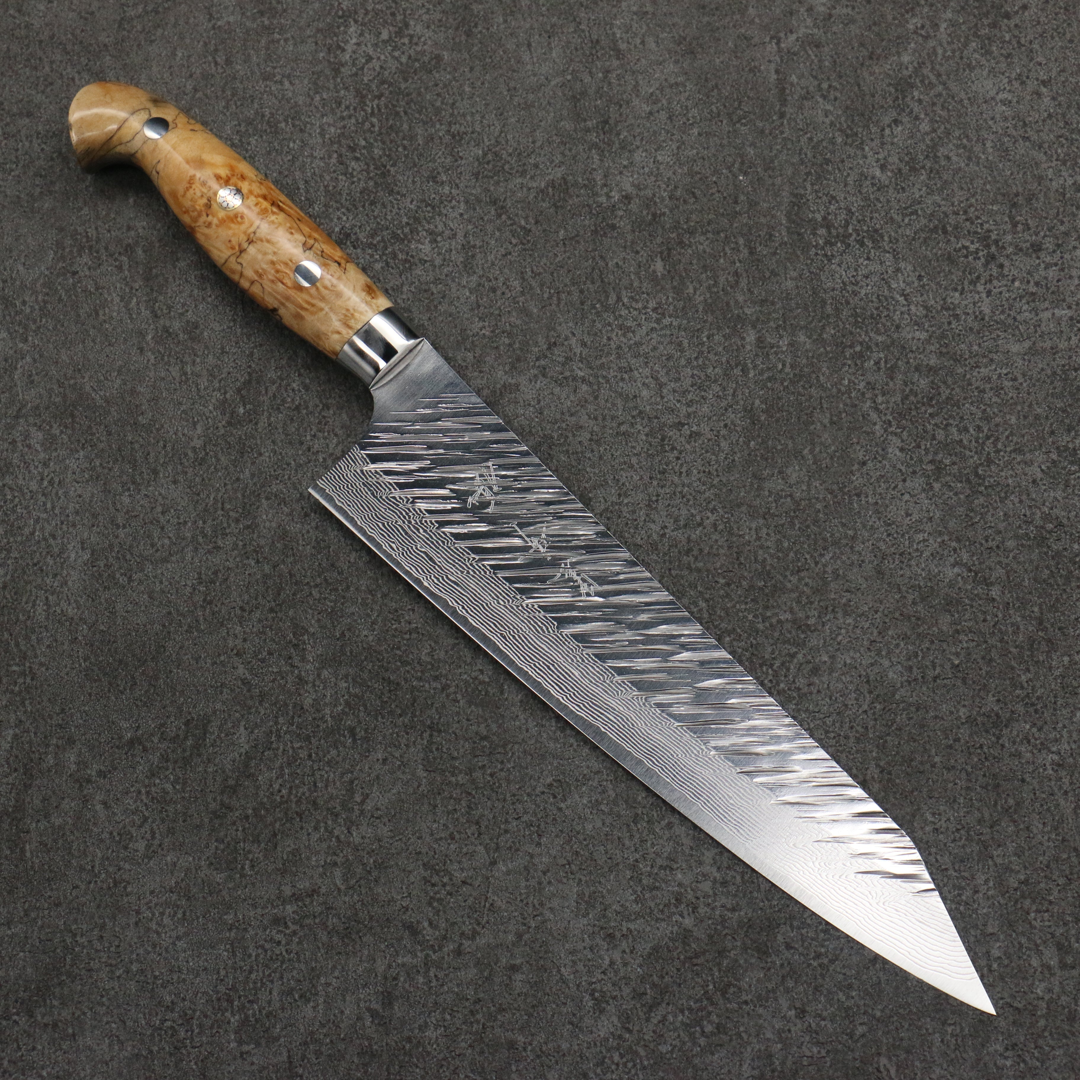 Yu Kurosaki Fujin SG2 Hammered Damascus Kiritsuke Gyuto 210mm White Maple Handle - Seisuke Knife