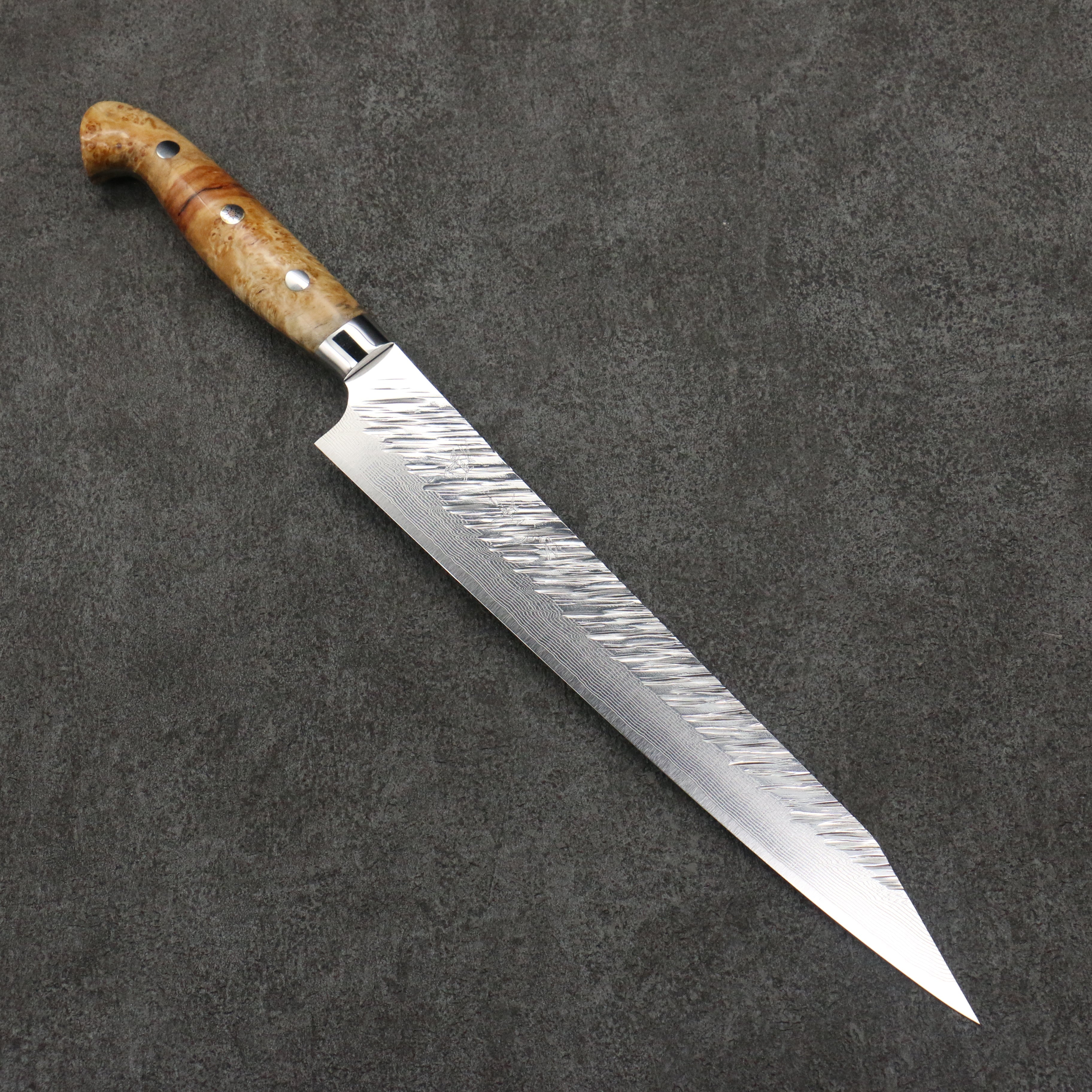 Yu Kurosaki Fujin SG2 Hammered Damascus Kiritsuke Sujihiki 240mm White Maple Handle - Seisuke Knife