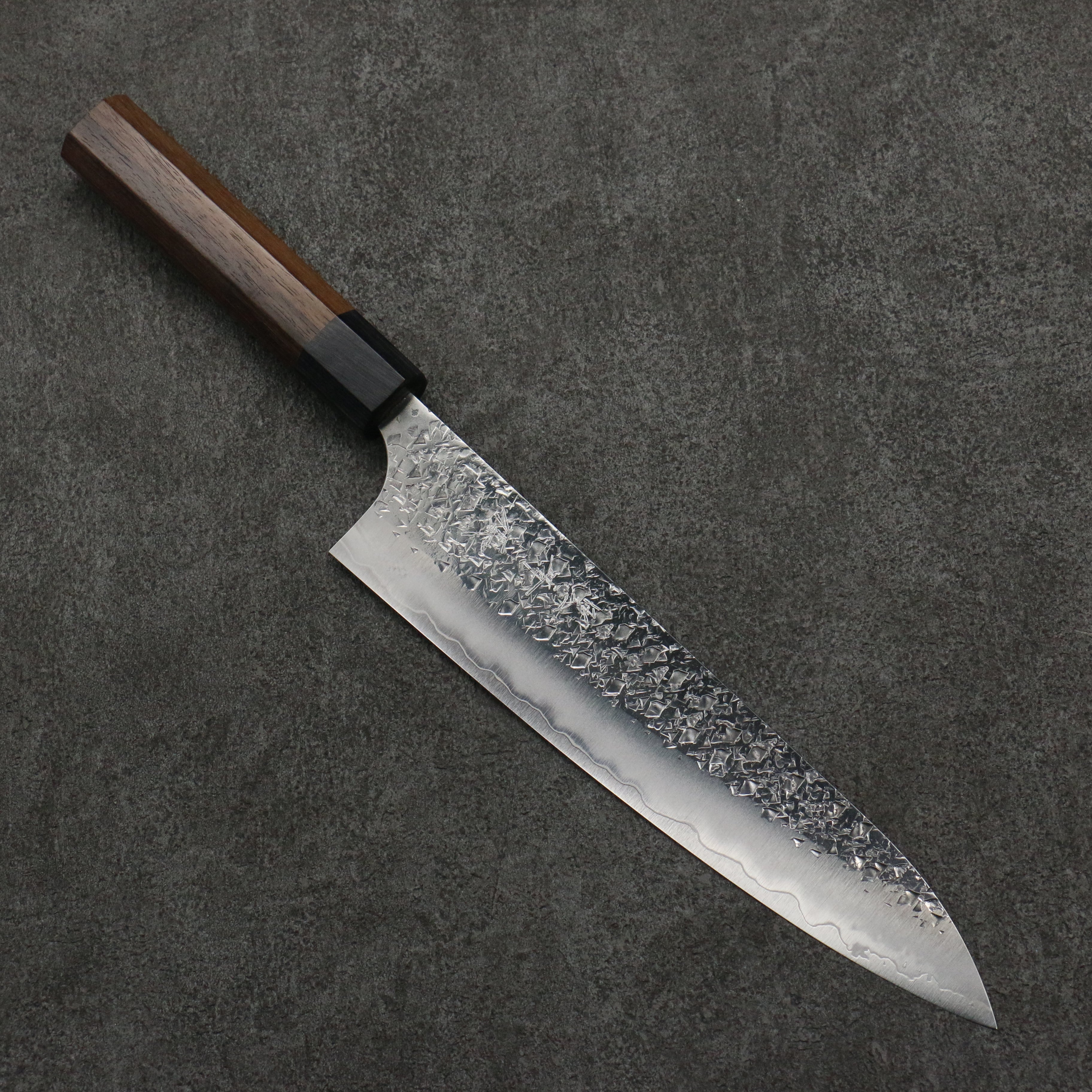 Yu Kurosaki Shizuku SG2 Hammered Gyuto 210mm Rosewood (Ferrule: Black Pakka Wood) Handle - Seisuke Knife