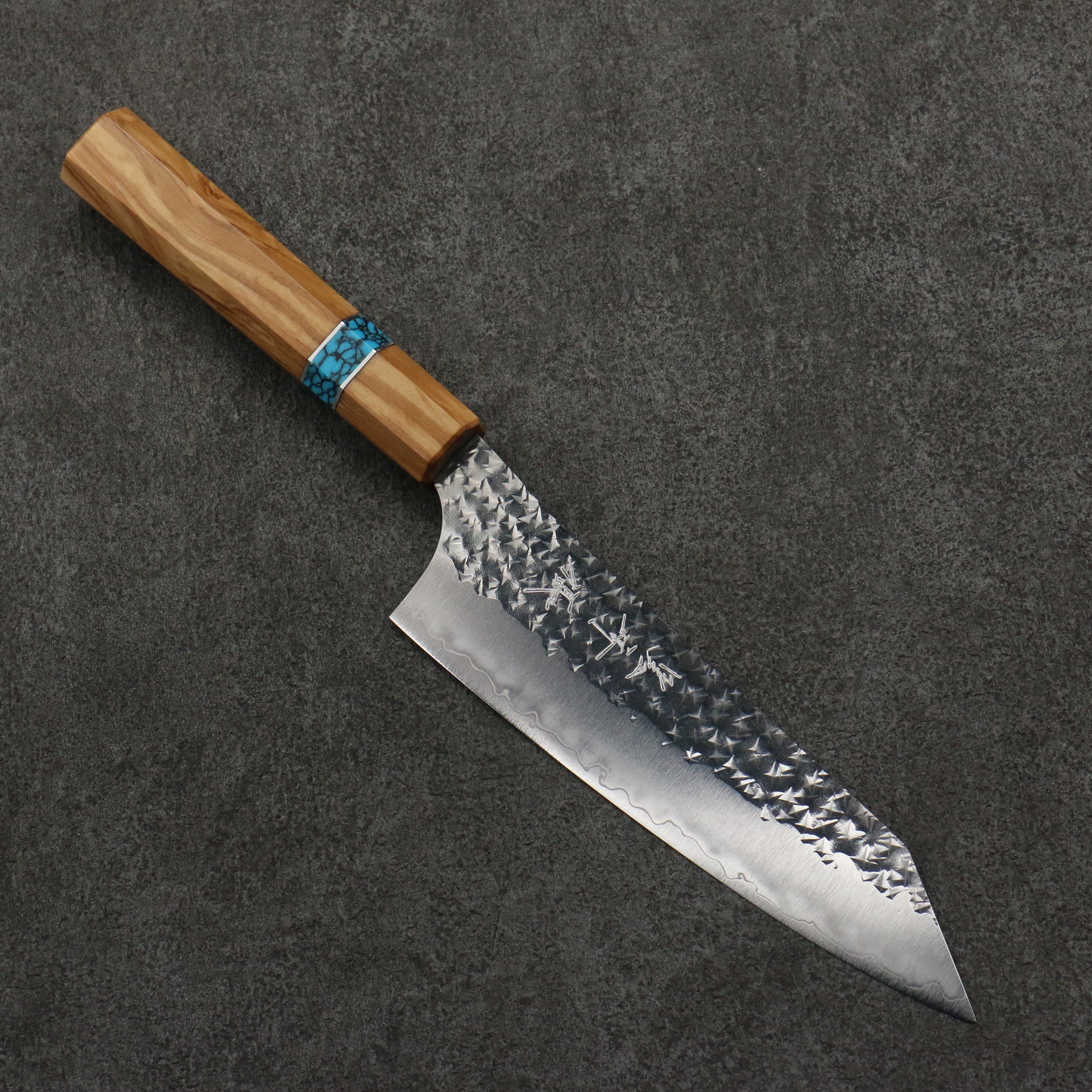 Yu Kurosaki Senko Ei SG2 Hammered Bunka 170mm Olive Tree(Turquoise Ring) Handle - Seisuke Knife
